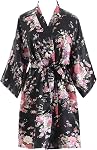 Cherry Blossoms Floral Kimono Robe Silk Bridal Bridesmaid Wedding Robes Bathrobe