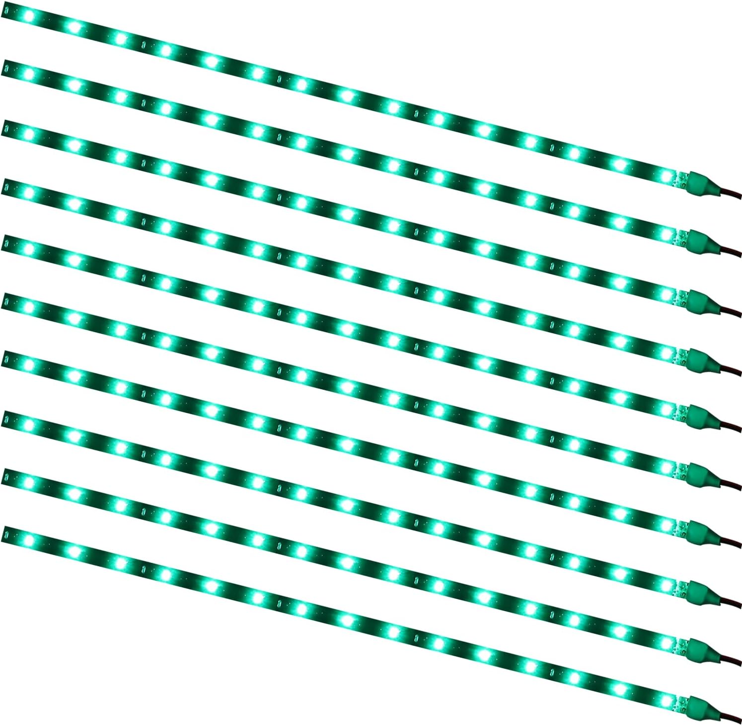 PESIC 10x DC12V 30cm 15 SMD LED Car Truck Flexible Waterproof Light Strip Green