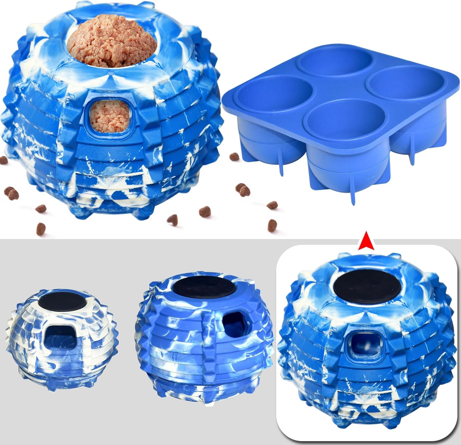 XHX Long-Lasting Interactive Dog Toy to Keep Your Pup Distracted - Safe for Dogs - Low-Mess Design - Dog Toys for XL Dogs 75 lbs and Up(Large, Blue and White)