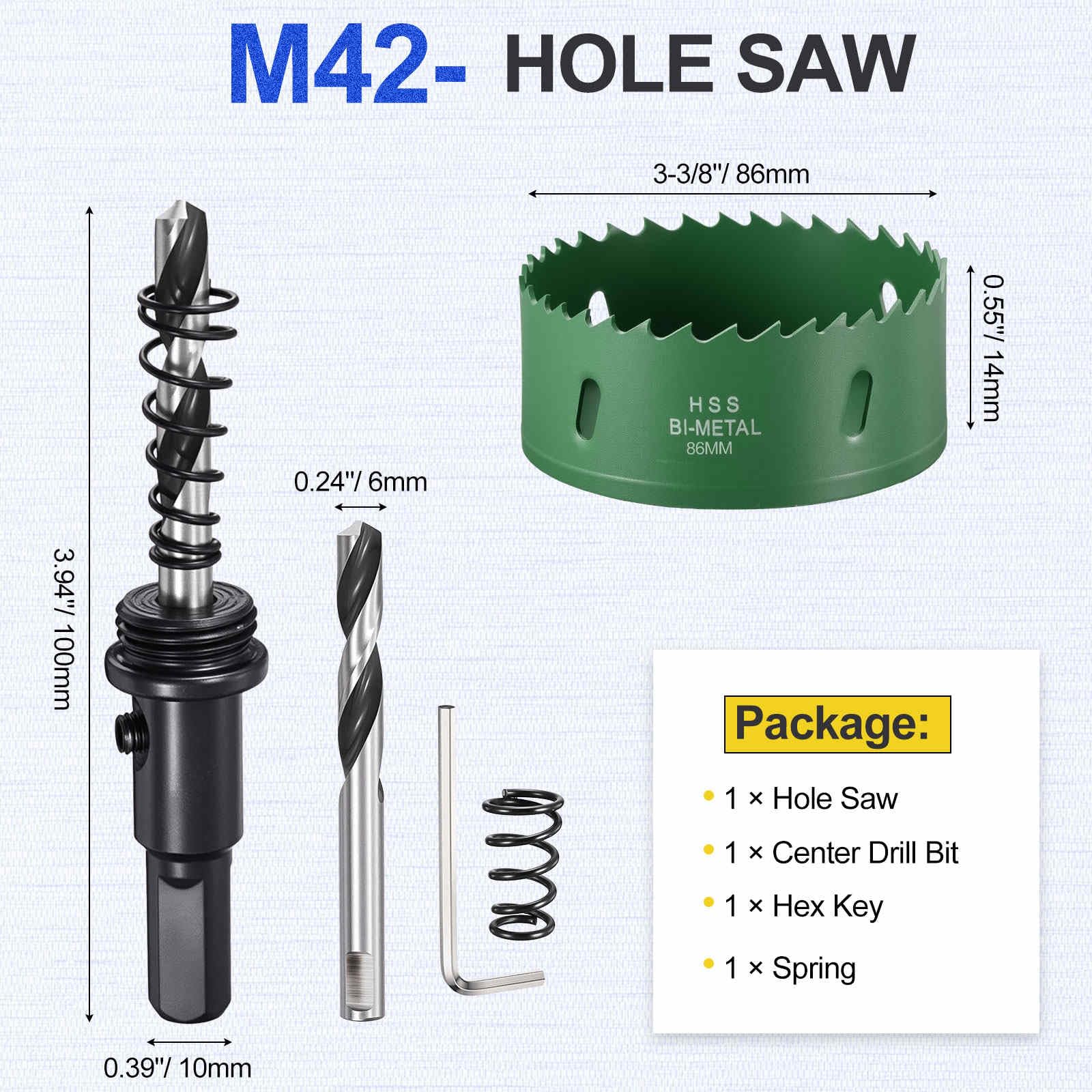 DTGN 3-3/8" Bi-Metal Hole Saw M42 HSS - 86mm Hole Cutter - Good for Thick Stainless Steel/Alloy/Aluminium/Brass/Copper - Green - Image 2