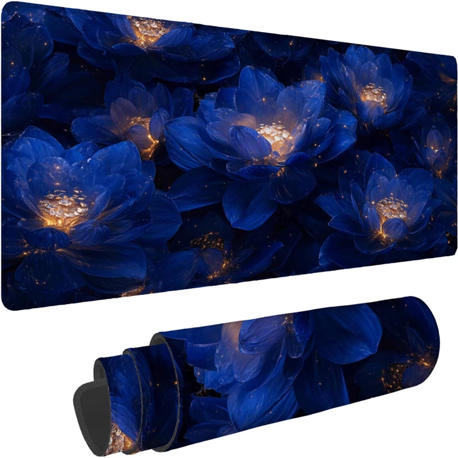 Gamingowa podkładka pod mysz 1200 x 600 x 3 mm, XXL, wodoszczelna, odporna na ścieranie, z przyszytymi krawędziami, niebieska, podkładka na biurko, poprawia prędkość i precyzję pod laptopa, komputer