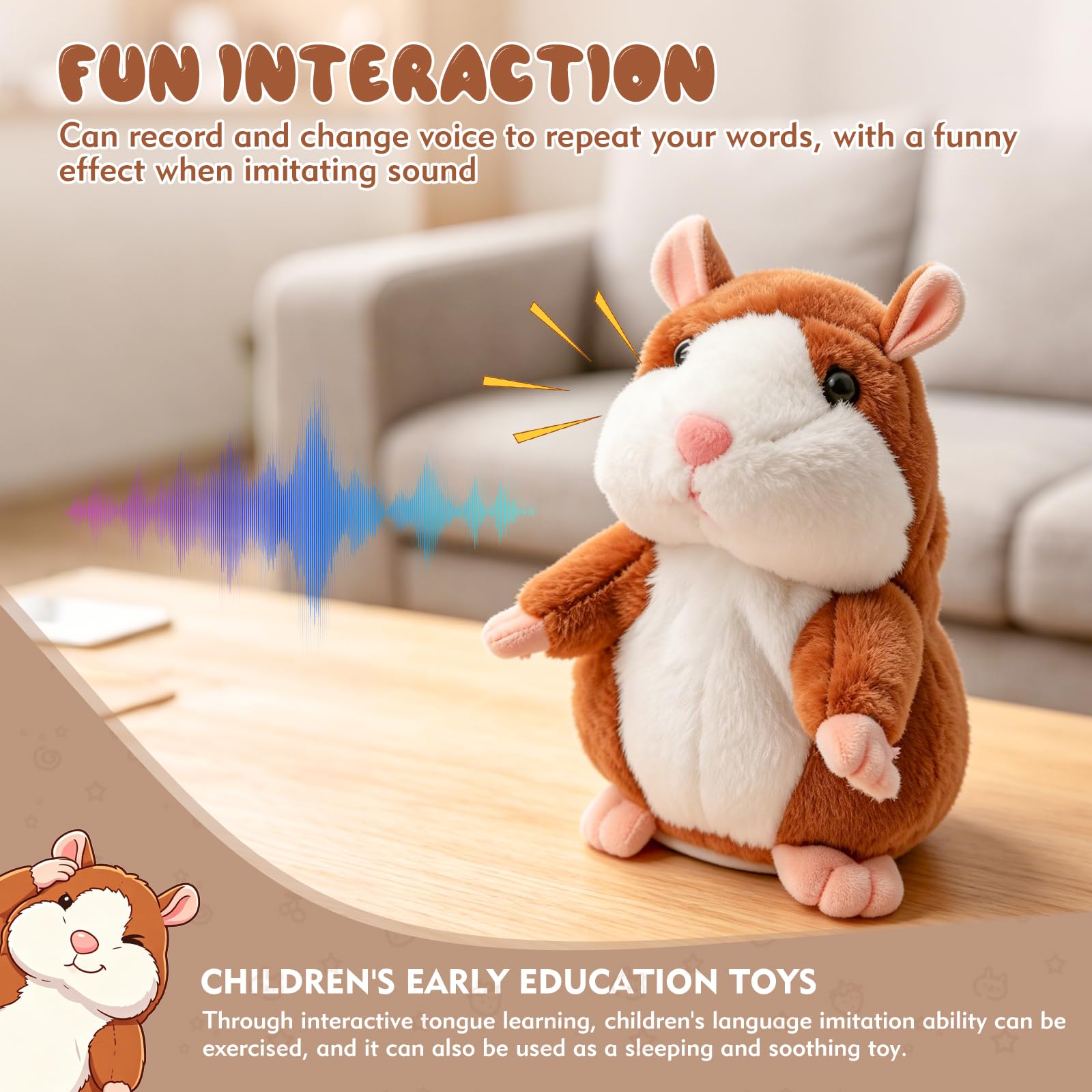 TaimeiMao Hámster Parlante,Hámster Hablando,Hamster Juguete Parlante,hámster Parlante de Peluche,hámsters Interactivo,Interactivo Juguetes de Felpa, Cumpleaños