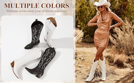 MUCCCUTE - Botas Vaqueras Bordadas De Estilo Occidental Hasta La