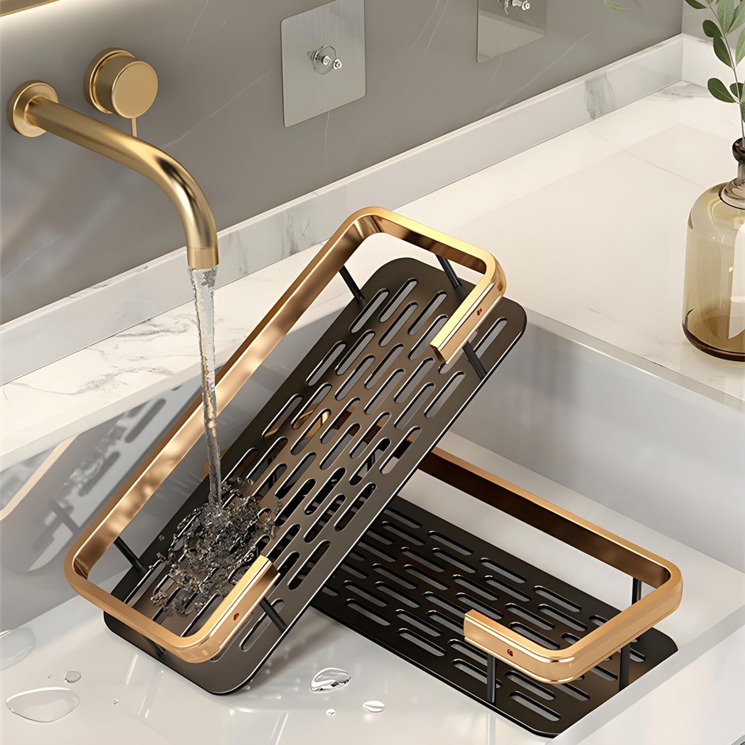CVM ENTERPRISE Multipurpose Self-Adhesive Aluminium Bathroom Wall Mounted Storage Organizer Shelf Holder/Rack/Bathroom Accessories (Pack of 2, Gold) (B0D9FFM5ZL) Amazon Price History, Amazon Price Tracker