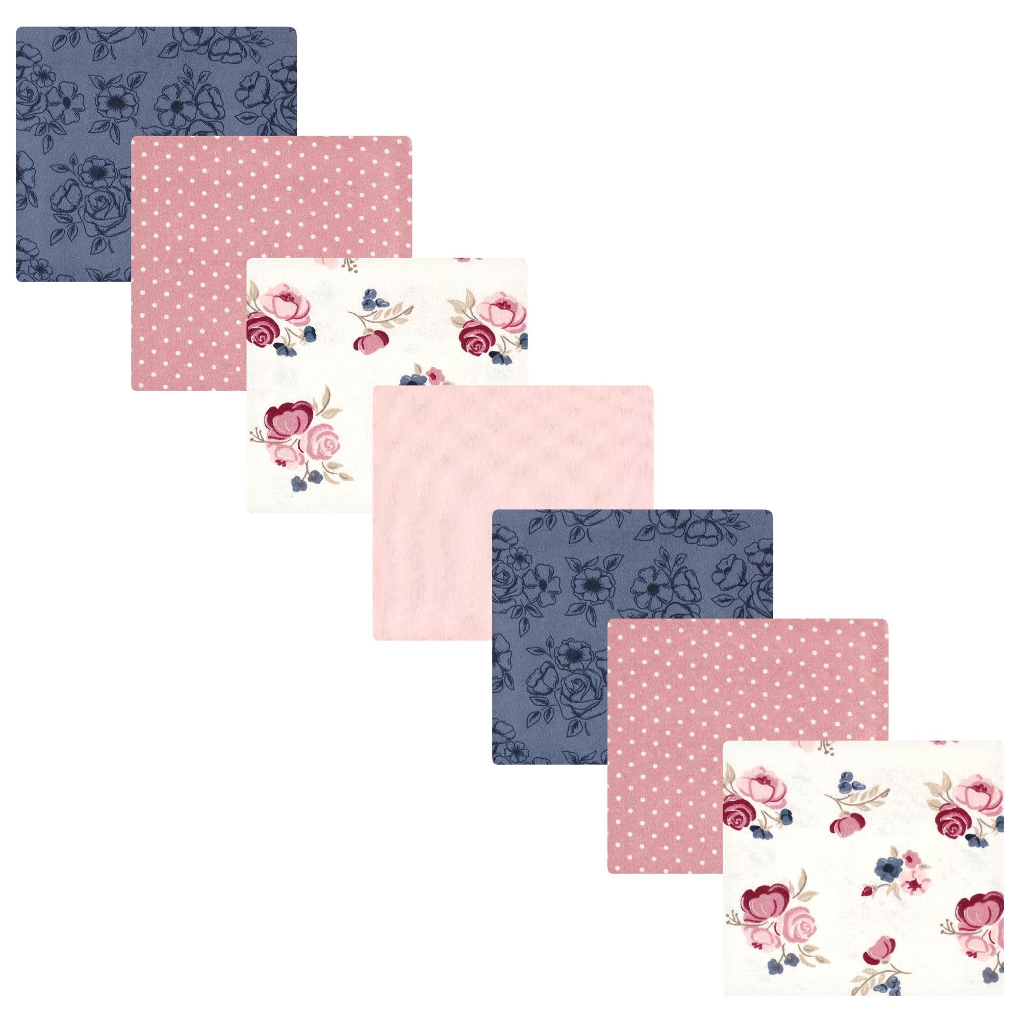 Hudson Baby Unisex Baby Cotton Poly Flannel Receiving Blankets Bundle, Dusty Rose Floral, One Size
