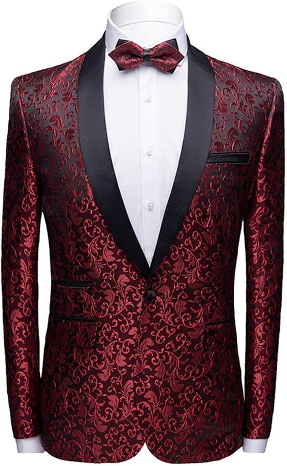 Men's Suit Blazer Print Slim Fit Gathering Wedding Party Christmas Jacket