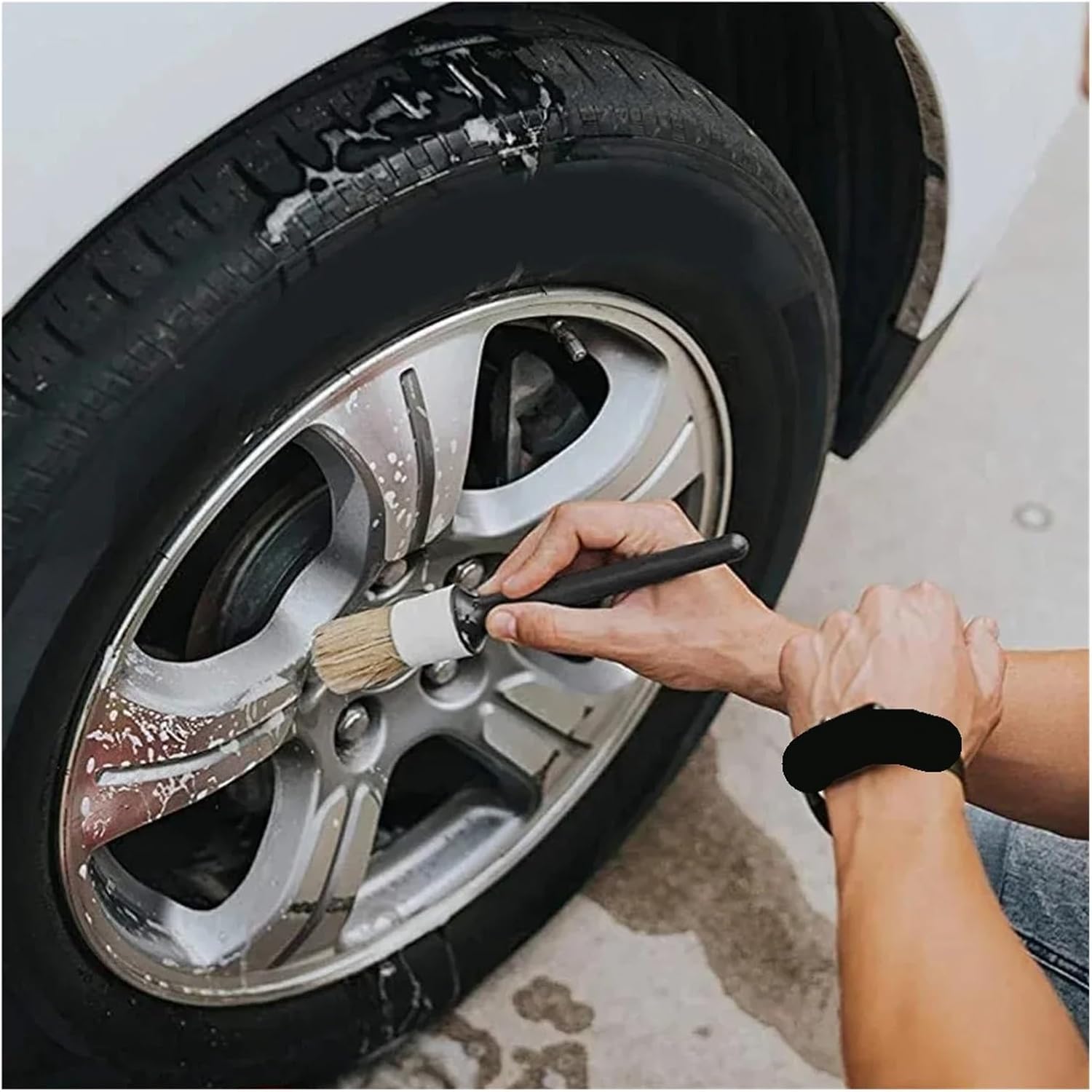 Car Detailing Brush Set Cleaning Brushes Sponges Towels for Air Vents Rim Clean Tool Wash Accessories(3pcs)