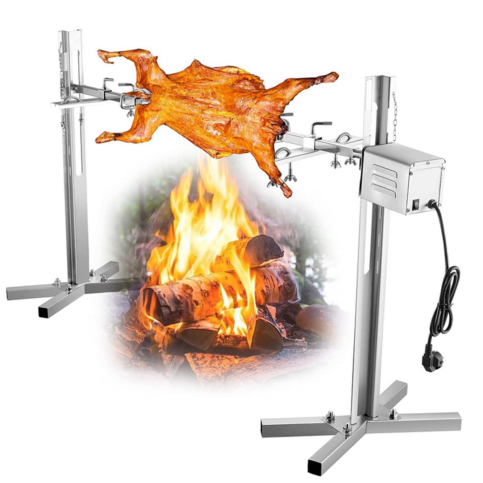 Parrilla eléctrica para barbacoa, altura ajustable, soporta hasta 70 kg, perfecta para picnics y fogatas al aire libre