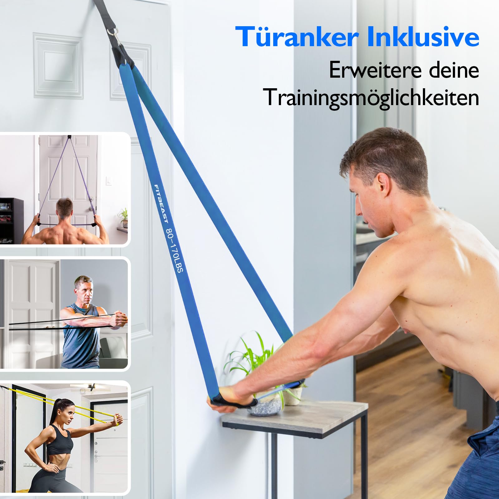 FitBeast Widerstandsbänder Set, 5 Level Pull-up-Bänder für Krafttraining, Crossfit, Powerlifting, Muskelaufbau, Heimtraining, Mobilität, Stretching