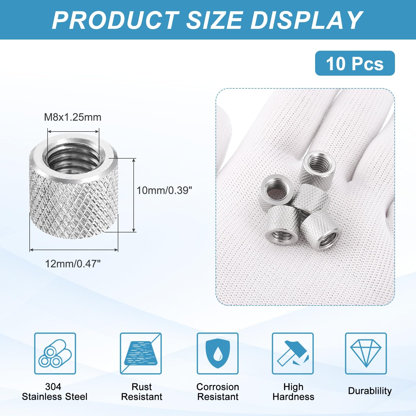 PATIKIL M8 Round Connector Nuts - Image 2