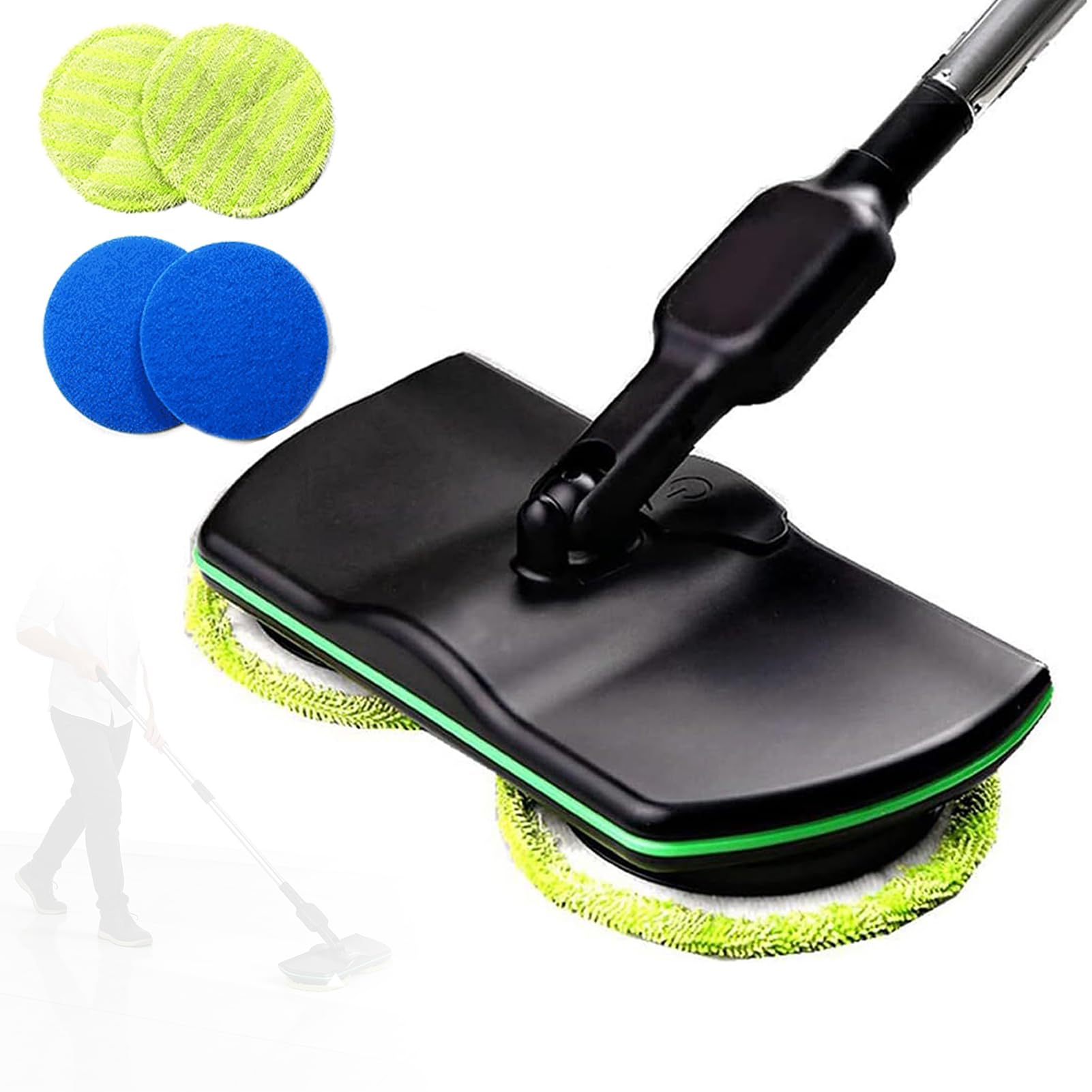 Brosse électrique sans fil avec balai rotatif, nettoyant et polisseuse rechargeable pour carrelage, vinyle, marbre, bois dur et sols stratifiés