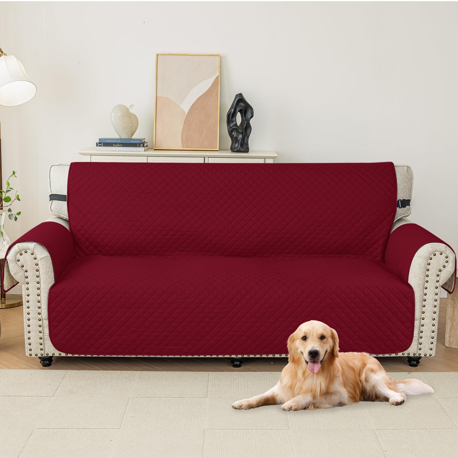 Copridivano Elasticizzato Antiscivolo In Ciniglia, Colore Tè Latte, 180x340 Cm, Universale Con Nappe – Protegge Il Divano Da Macchie E Peli Di Animali - 3