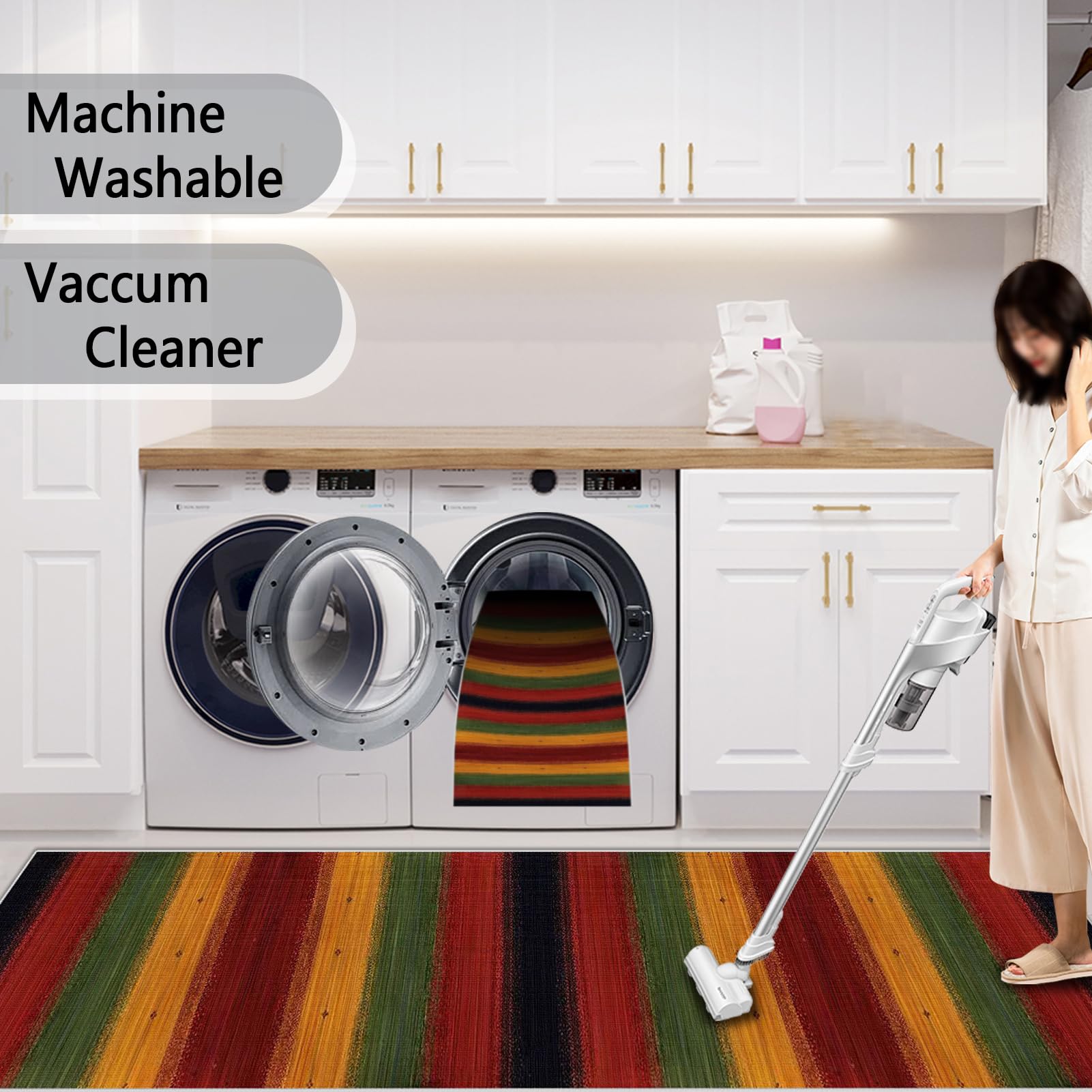 Teppich Läufer Flur Lang Küchenläufer 120 x 450 cm Teppichläufer für Küche Wohnraum Bettvorleger Schlafzimmer Küchenteppich Waschbar rutschfest Schmutzfangmatte Flurteppich auf Maß Meterware
