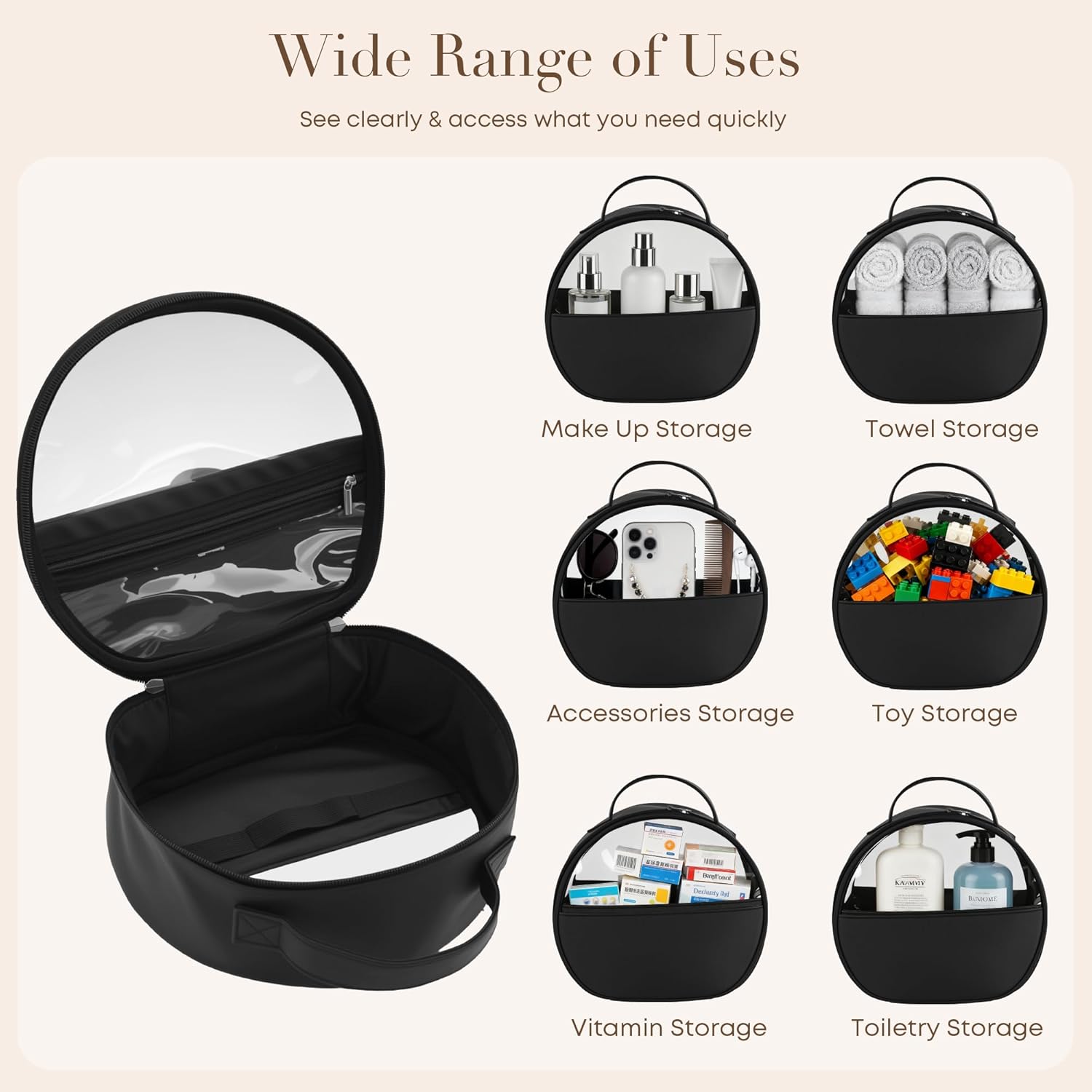 Large Clear Travel Makeup Bag, Waterproof Leak-Proof Toiletry Bag for Women, Simple Large Transparent Cosmetic & Makeup Bag Organizer - Image 7