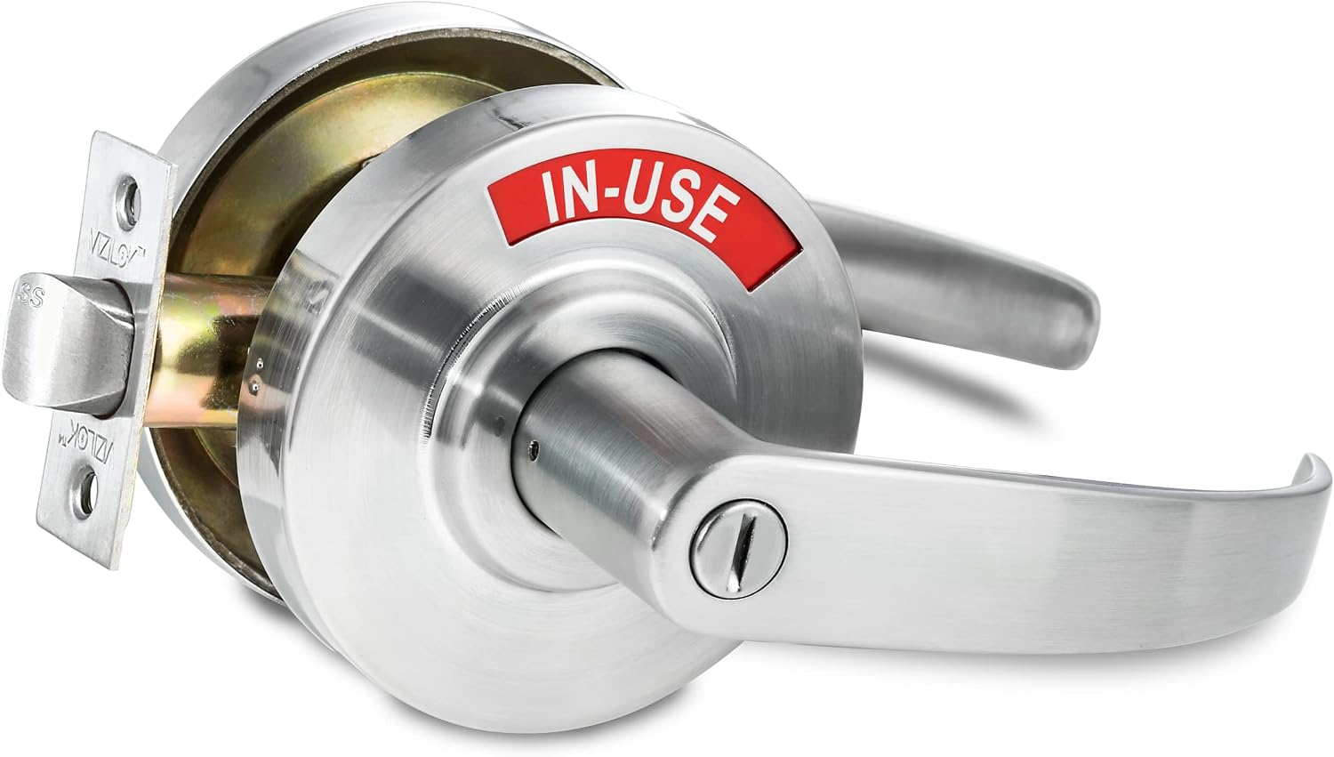 VIZILOK Commercial Door Lock for Bathroom Privacy, Heavy-Duty Round Indicator Lock in Satin Chrome, ANSi Grade2, Perfect for Restaurants, Medical Offices, Airbnb, Dorms, Gyms, Fitting Room
