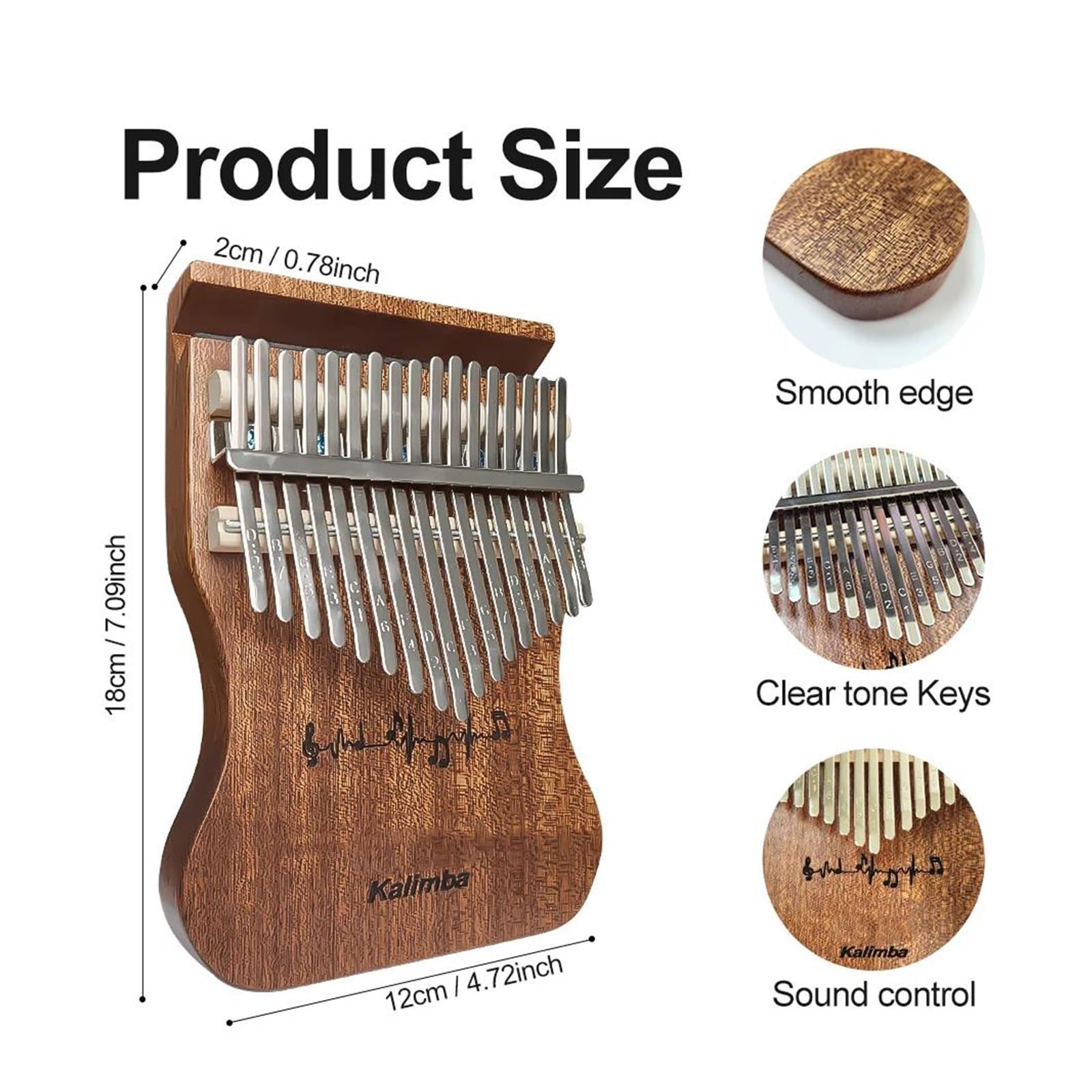 Kalimba De 17 Teclas Con Cuerpo De Madera Maciza Y Soporte Para Teléfono Incorporado Adecuado Para Principiantes
