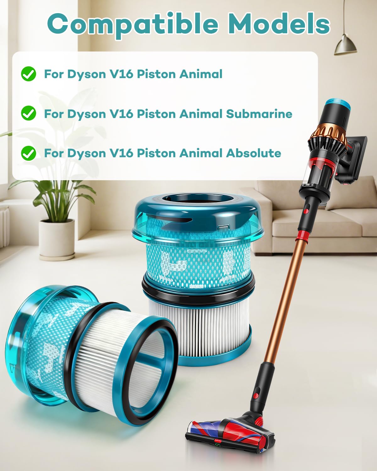 4-pak części zamiennych filtra HEPA do Dyson V16 Piston Animal, filtr części zamienne do Dyson V16 Piston Animal Submarine DS60 Cleaner