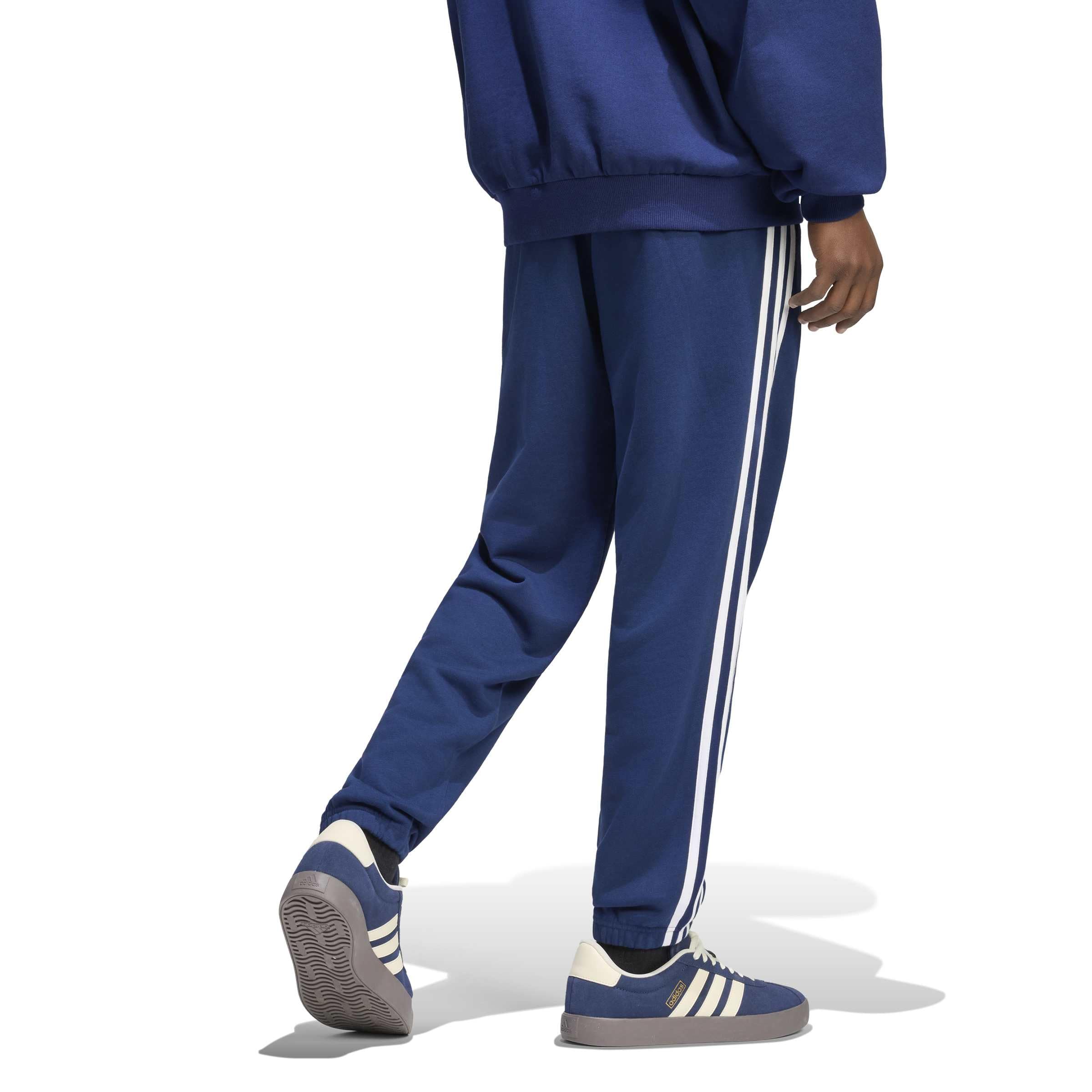 adidas Men's Essentials 3-Streifen Hose, French Terry, schmal zulaufend, Bündchen