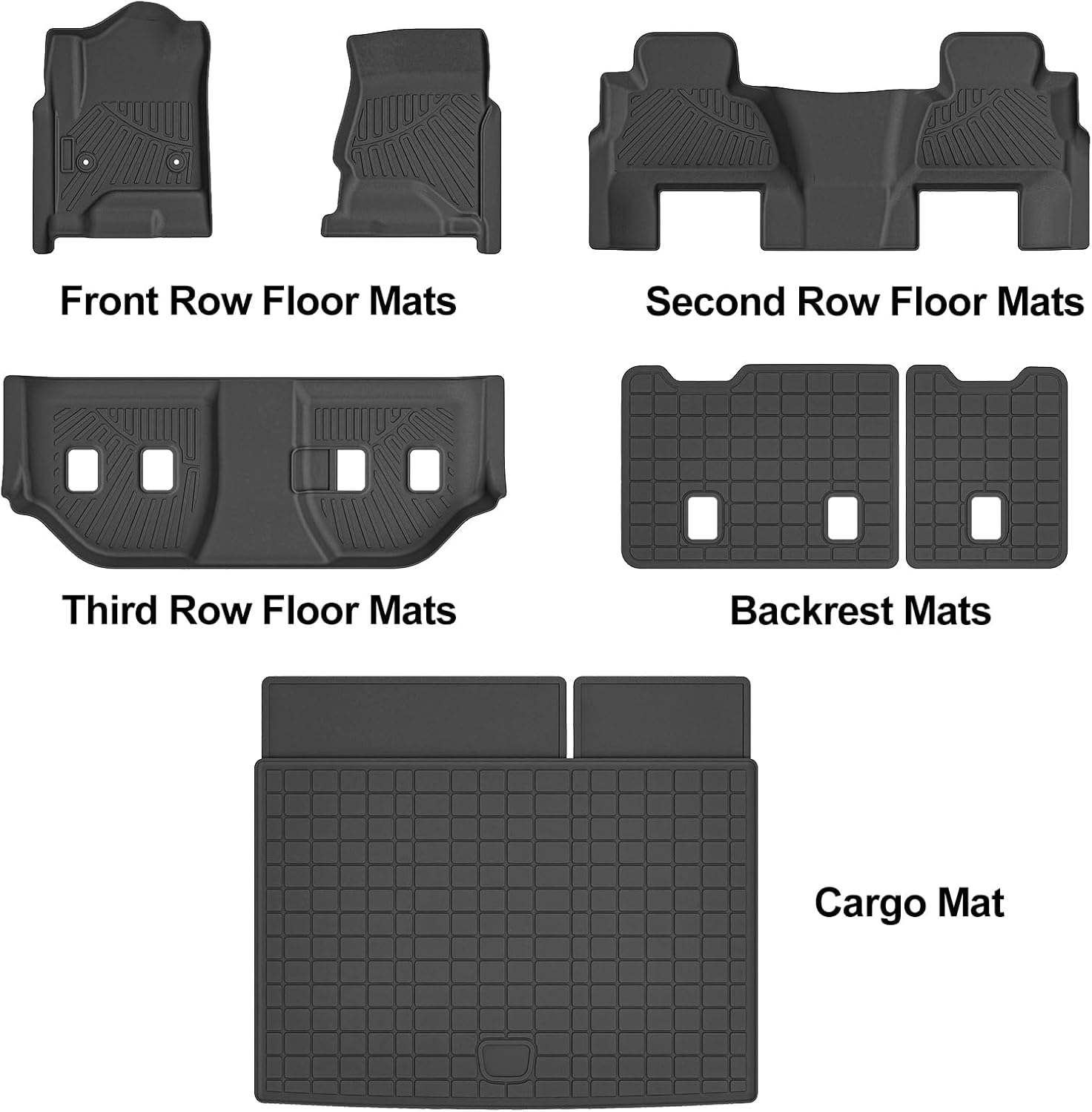 Floor Mats & Cargo Liner Fit for 2015-2020 Chevrolet Suburban/GMC Yukon XL(7seats),All Weather Protection TPE, Anti-Slip Floor Mats & Cargo Liner Accessories