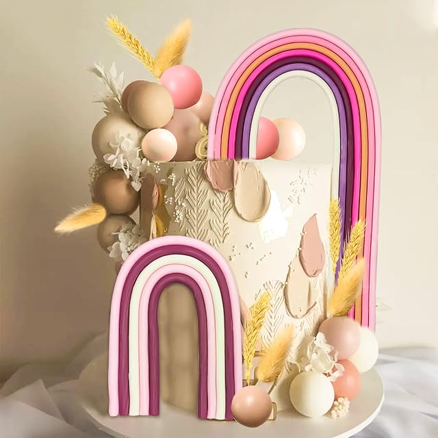 JeVenis Boho Cake Topper Boho Rainbow Cake Decorations Boho Cake Topper Girls Birthday Baby Shower Cake Topper