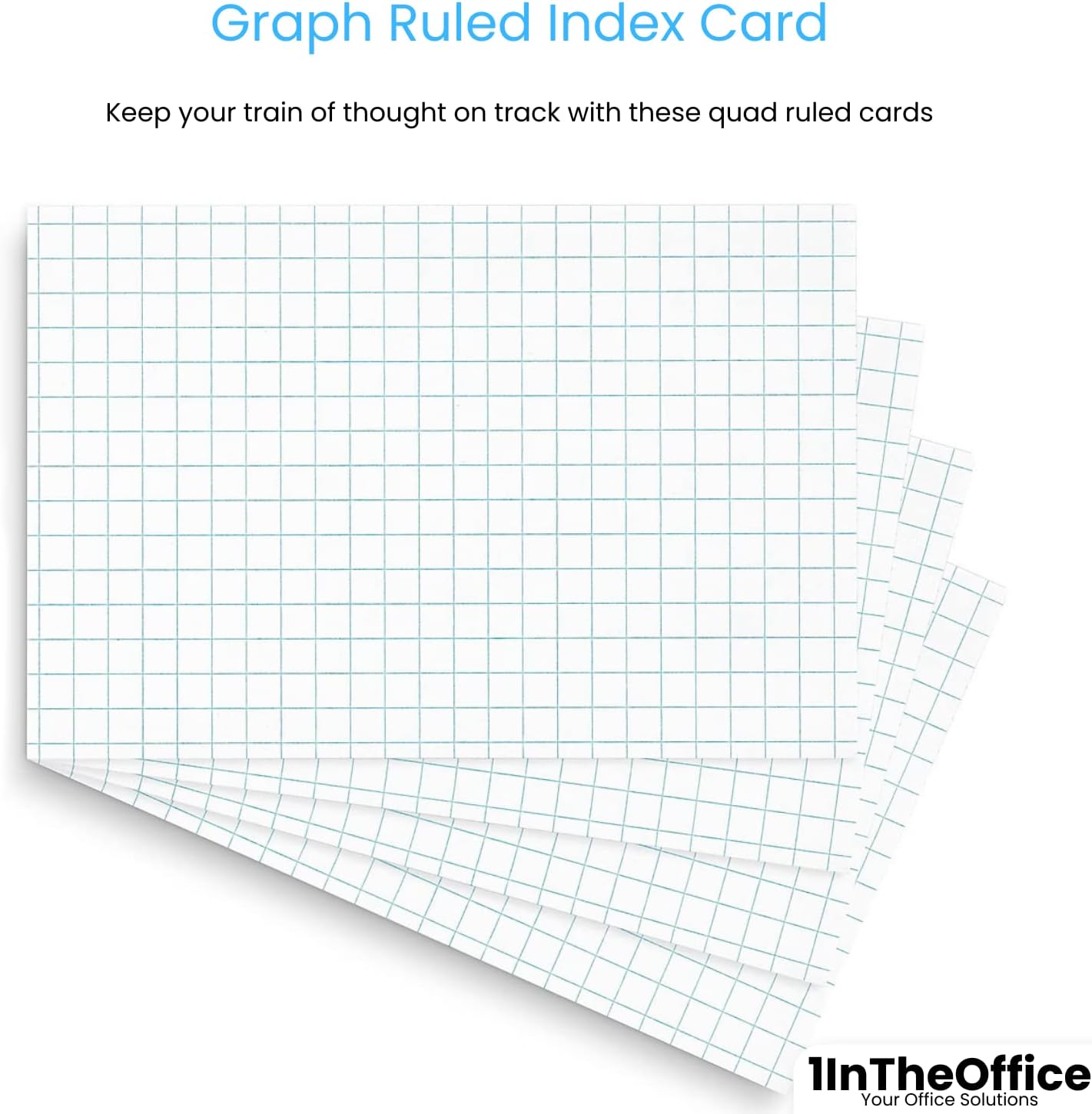 1InTheOffice Index Cards 4x6 Graph Ruled White, Quad Ruled Index cards 4x6 200/Pack (Pack of 2)