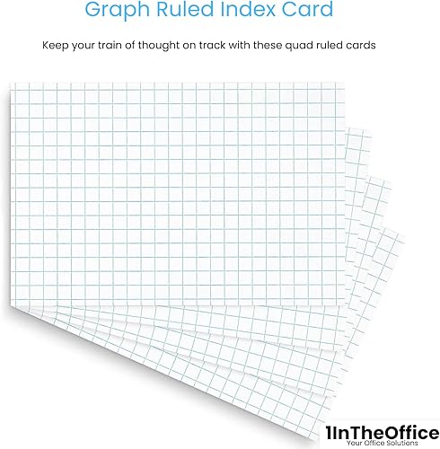 Miniatura 4 de 1InTheOffice Fichas de índice 4x6 cuadriculadas blancas con rayas cuádruples 4x6 200paquete