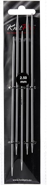 KnitPro KP10103 15 cm x 2.5 mm Nova Double Pointed Needles, Silver