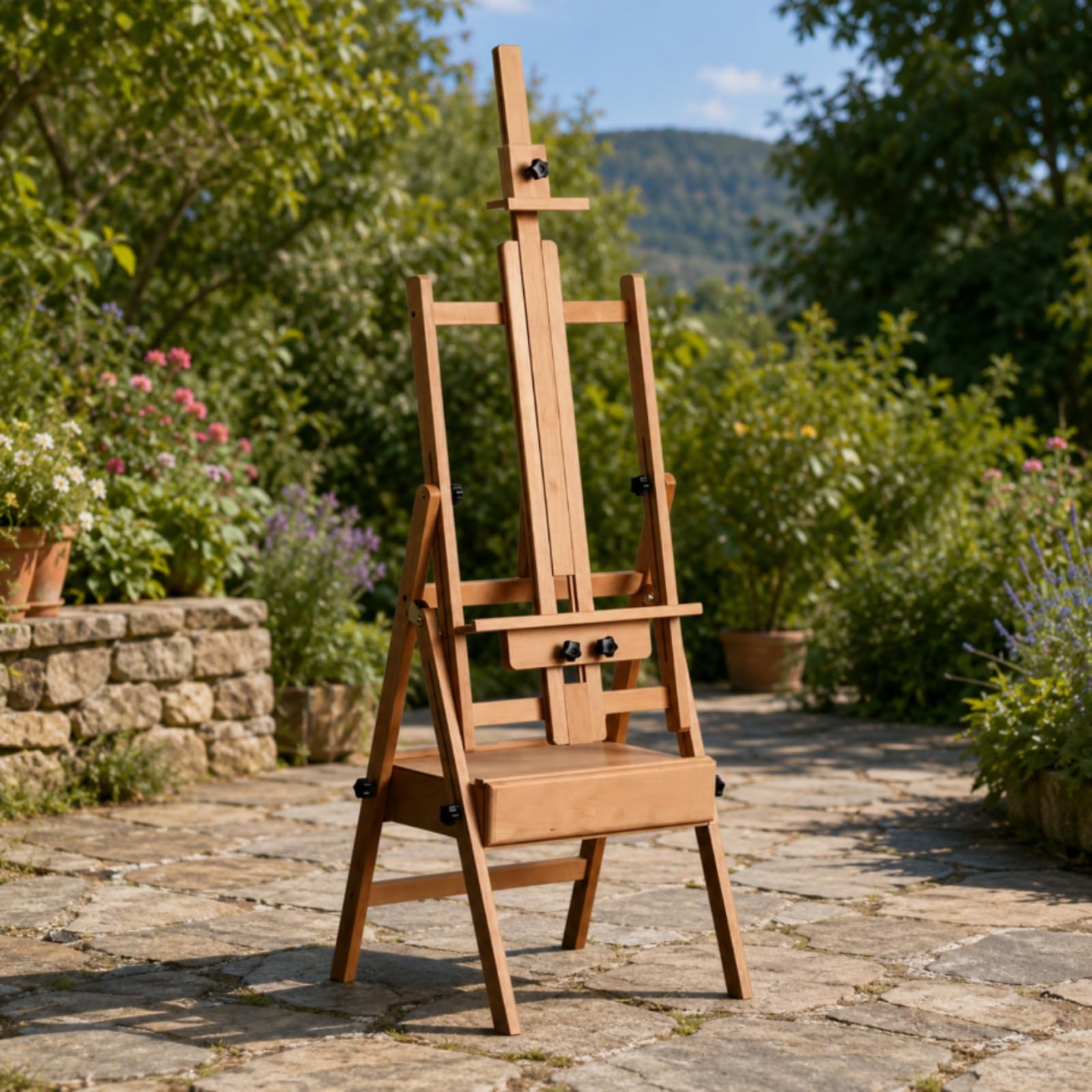 Caballete de Dibujo Infantil Caballete de Pintura Atril Plegable Soporte Ajustable Organizador con Cajón de Resistente y Plegable Adecuado para, Nogal Negro, Caballete Con Cajón
