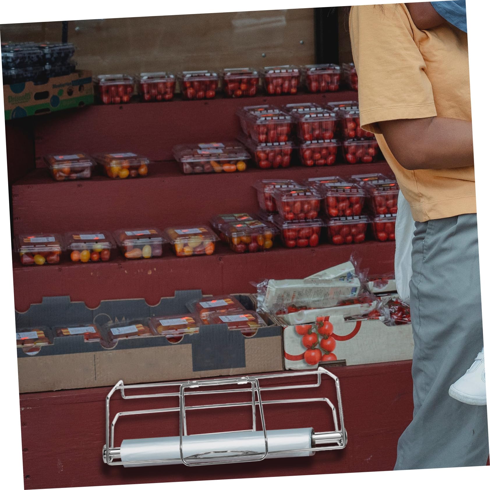 Dispensador de Bolsas de Supermercado Colgante de Acero Inoxidable | Plata, Fácil de Colgar y Tirar, Diseño Elegante para Organización de Cocina o Despensa