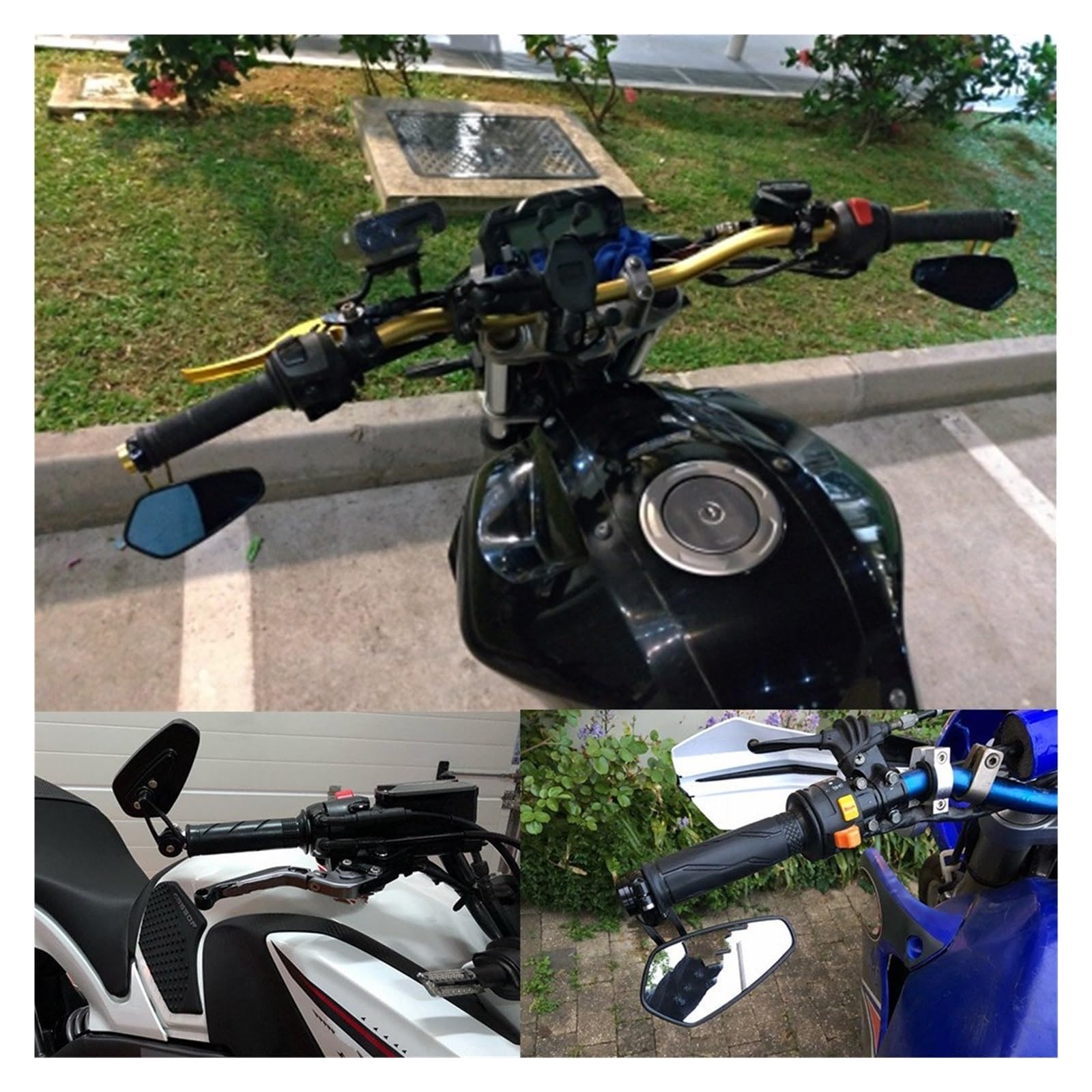 składane lusterka wsteczne Uniwersalna kierownica 7/8" 22mm, lusterko wsteczne motocyklowe, lusterko wsteczne motocyklowe, soczewka szklana do MT07 FZ07 MT-07 FZ-07(2)