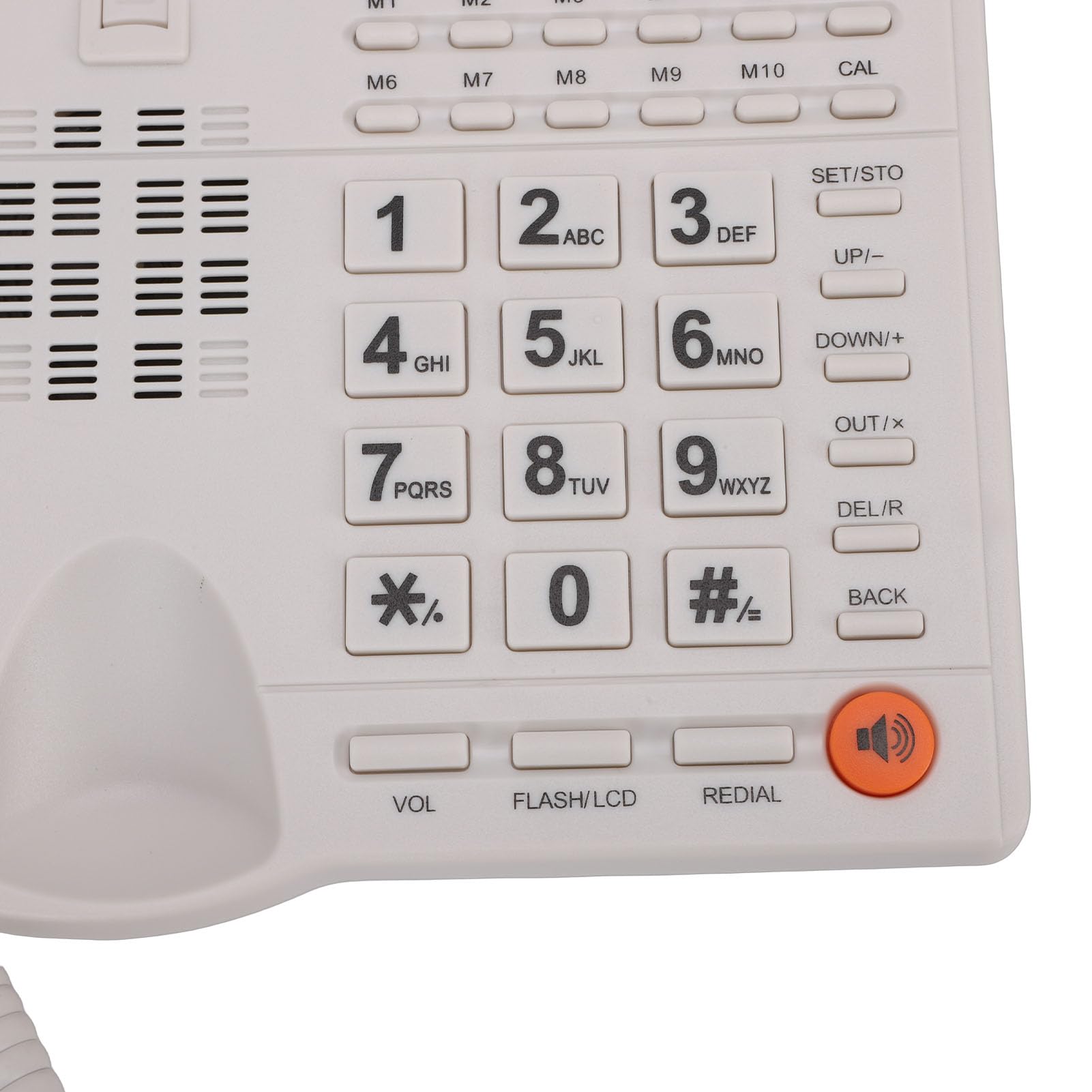 PUSOKEI Schnurgebundenes Festnetztelefon mit Anrufer-ID, Großen Tasten und Klarem Display, kein Wechselstrom Erforderlich, Lautstärkeverstellbarer Lautsprecher für das Büro zu Hause Im (White)