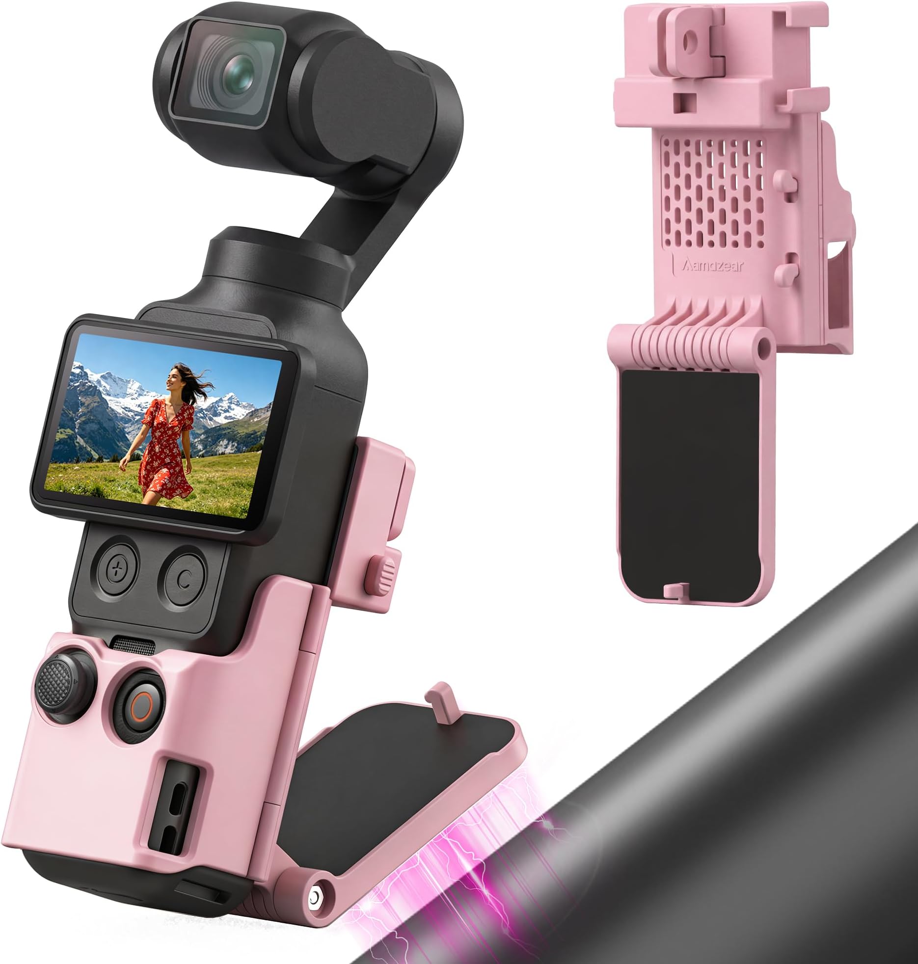 AMAZEAR Magnetic Mount for DJI Osmo Pocket 4P/4/3 Accessories, Light pink
