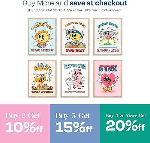 Miniatura 4 de Palettes and Prints Arte de pared retro enmarcado para estética de habitación, bonitos pósters, decoración de 70 habitaciones, póster retro para