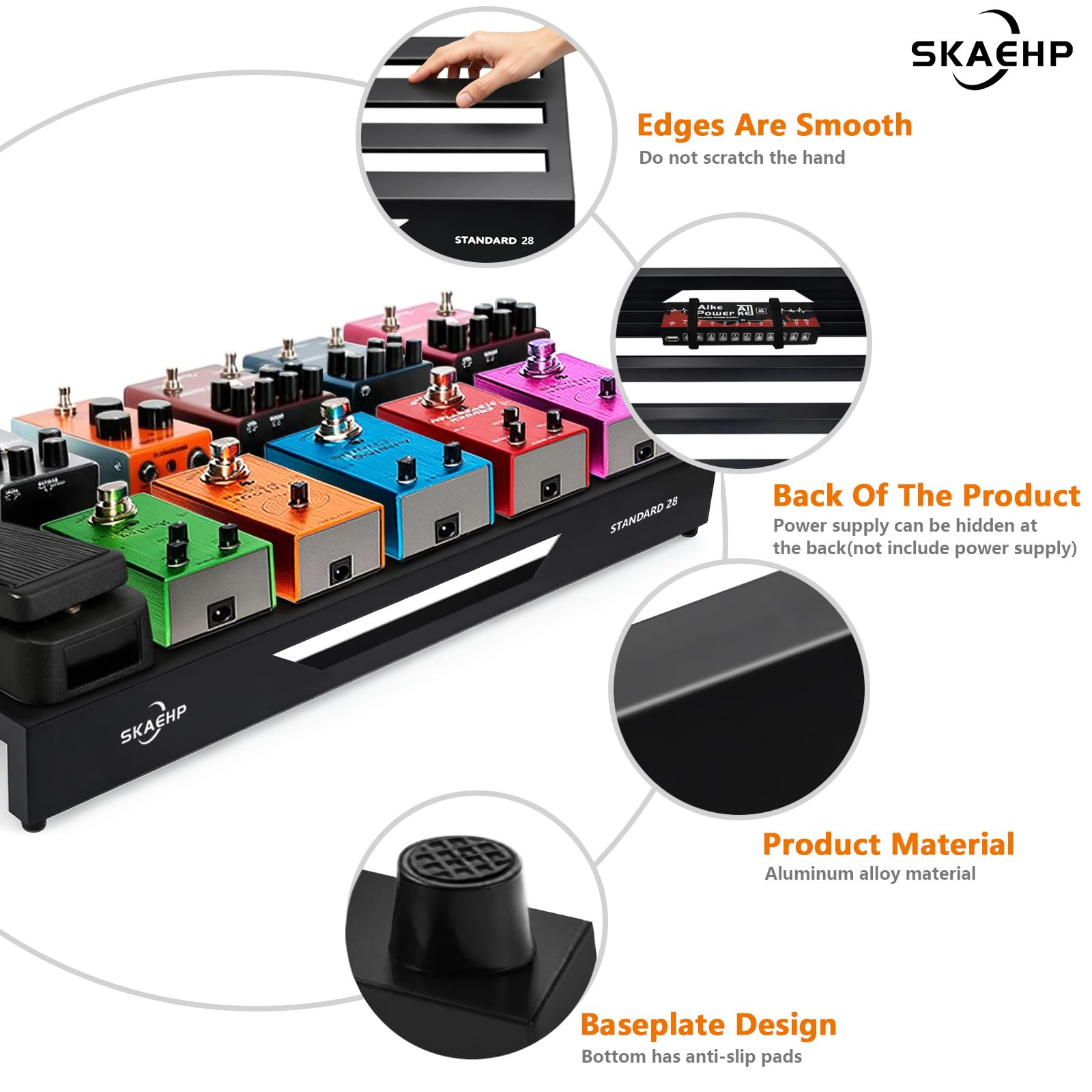 Gitarren-Pedalboard, Aluminiumlegierung, 3,1 kg, leichtes Pedalboard, 71,1 x 31,8 cm, mit Tragetasche, Standard 45,7 cm – Aluminiumlegierung