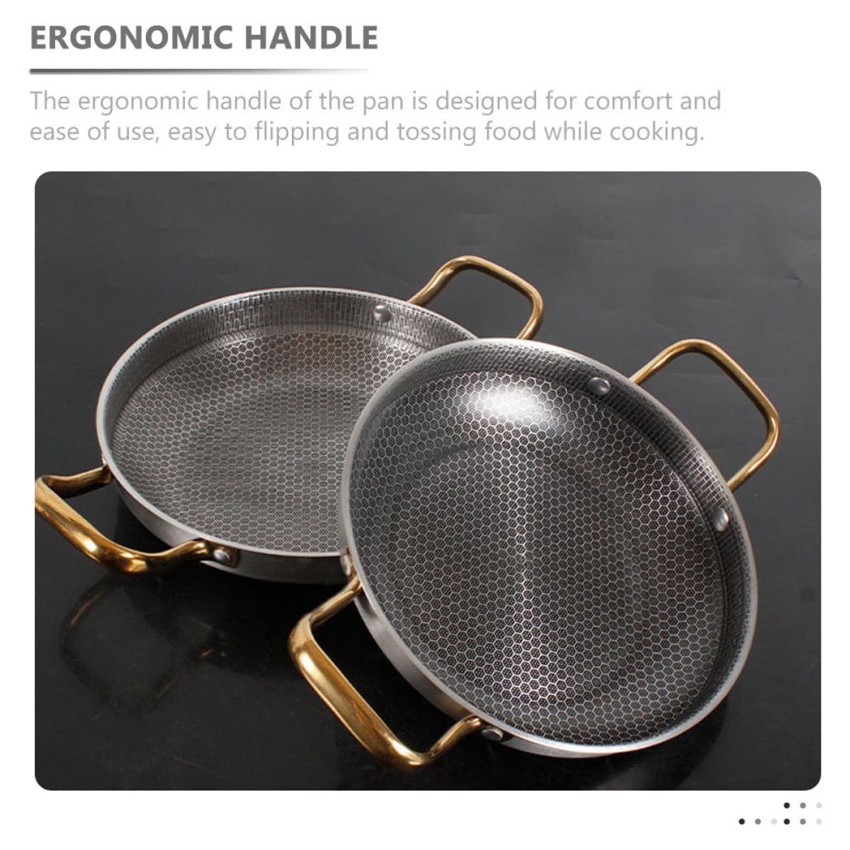 Homoyoyo Edelstahl Wabenbeschichtung Pfanne mit Ergonomischem Griff und Antihaftender Oberfläche für Schonendes Braten von Meeresfrüchten und Kleinen Krustentieren in Küche