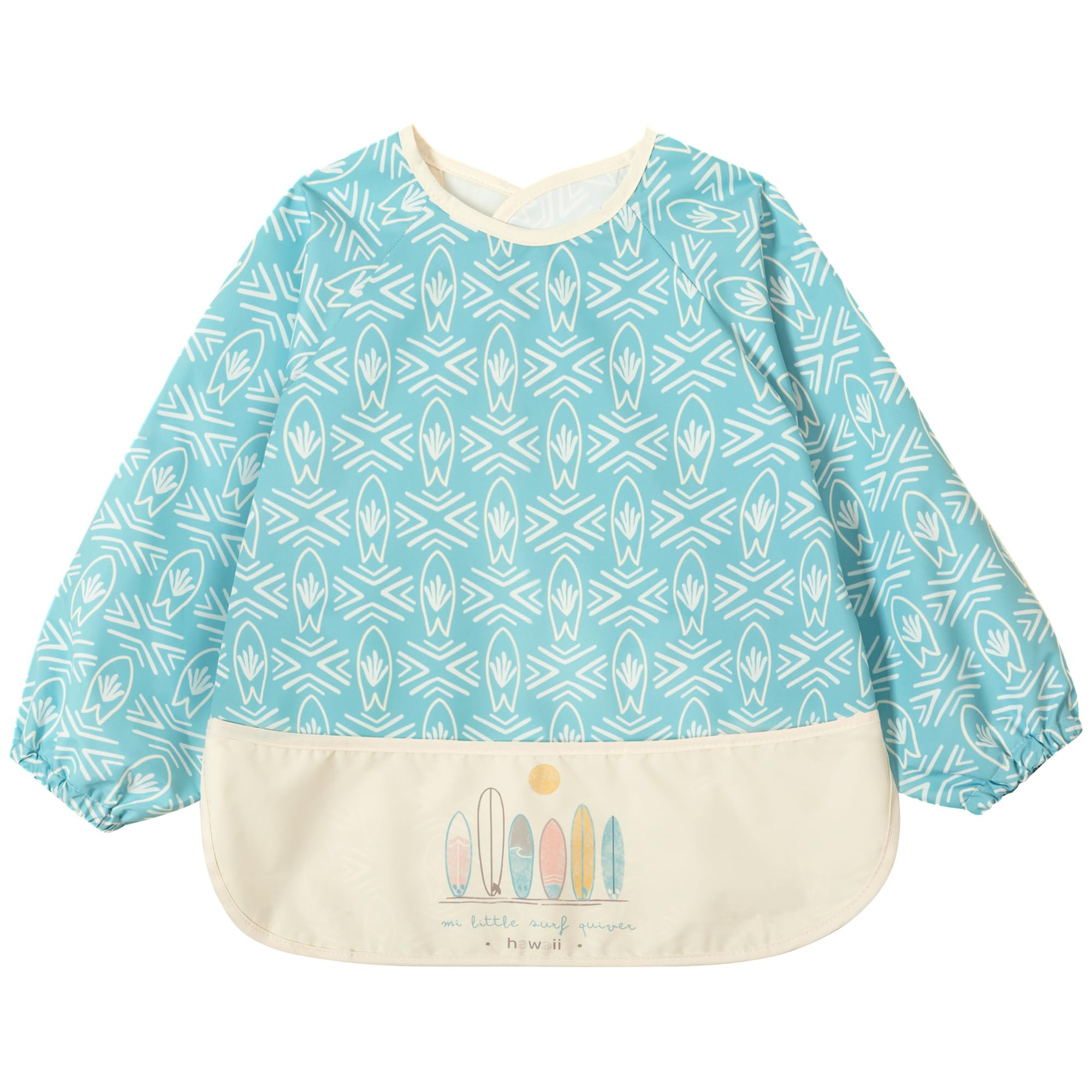 Little Dimsum Baby Weaning Bib with Sleeves, Long Sleeve Waterproof Feeding Coverall Bib Food Large Pocket Apron,Soft and Skin-Friendly Easy to Wipe,for Baby Infant Toddlers Weaning