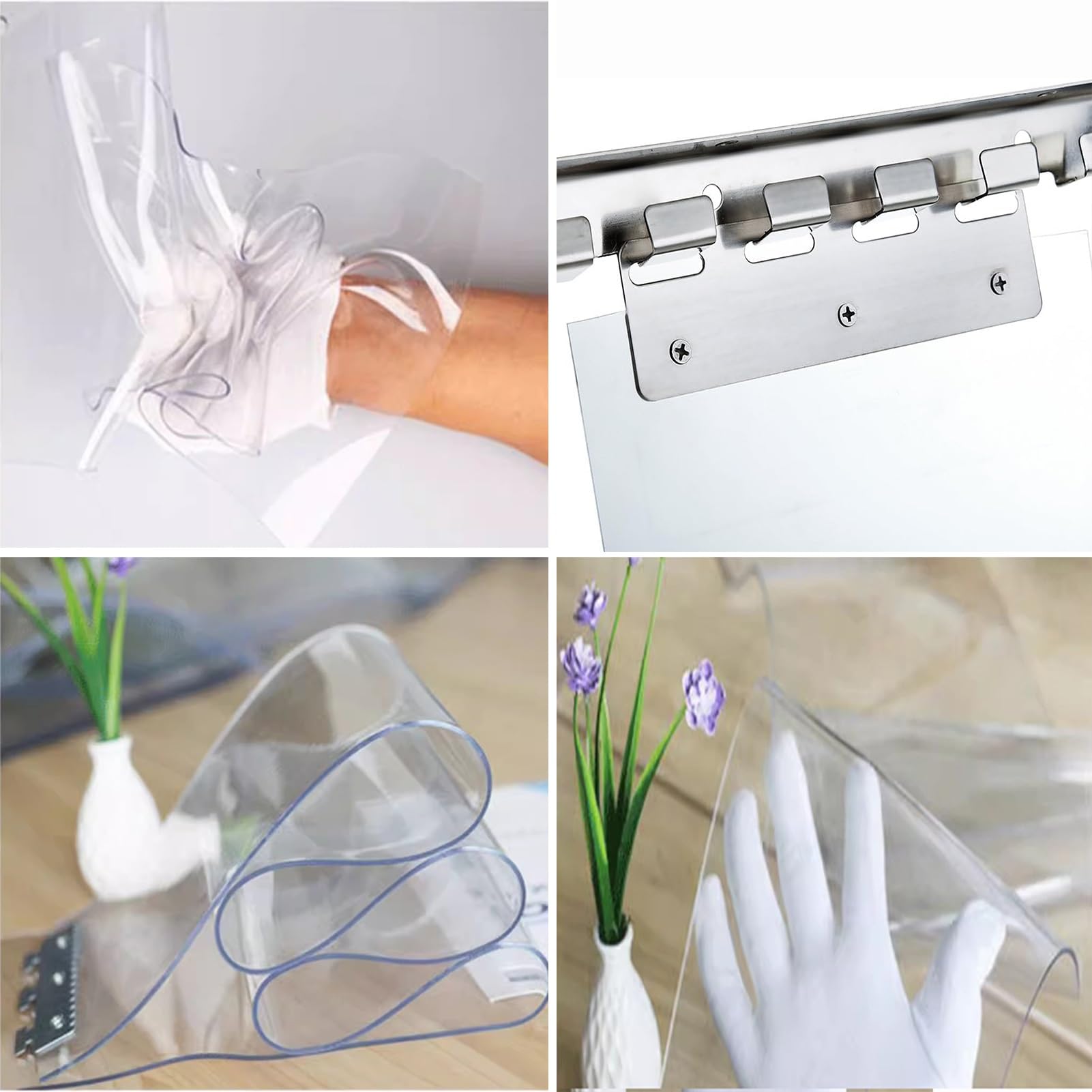 Rideau à Lanières en Plastique Transparent, Plastique 1,3mm Isolé | pour chambres, magasins, boutiques, garages(100x225cm (7 Panneaux))