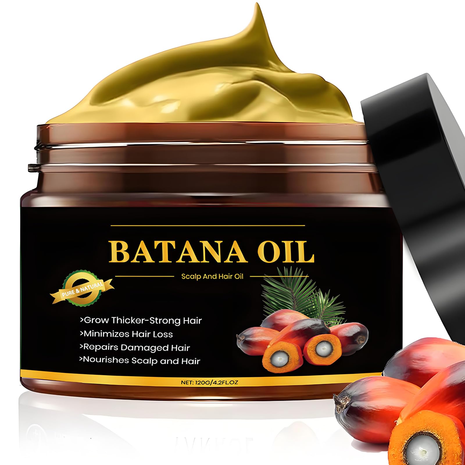 100% Raw Batana Oil for Hair Growth - Organic Dr. Sebi Oil From Honduras, Unrefined, Prevents Hair Loss, Pure and Natural Treatment for Curly Hair, Enhances Thickness