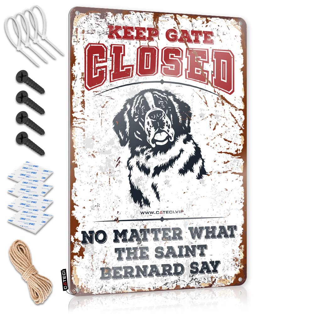 Retro Wall Decor Funny Stuff Wall Decor | Keep Gate Closed No Matter What The Saint Bernard Say Aesthetic For Slow Home(30X40CM)