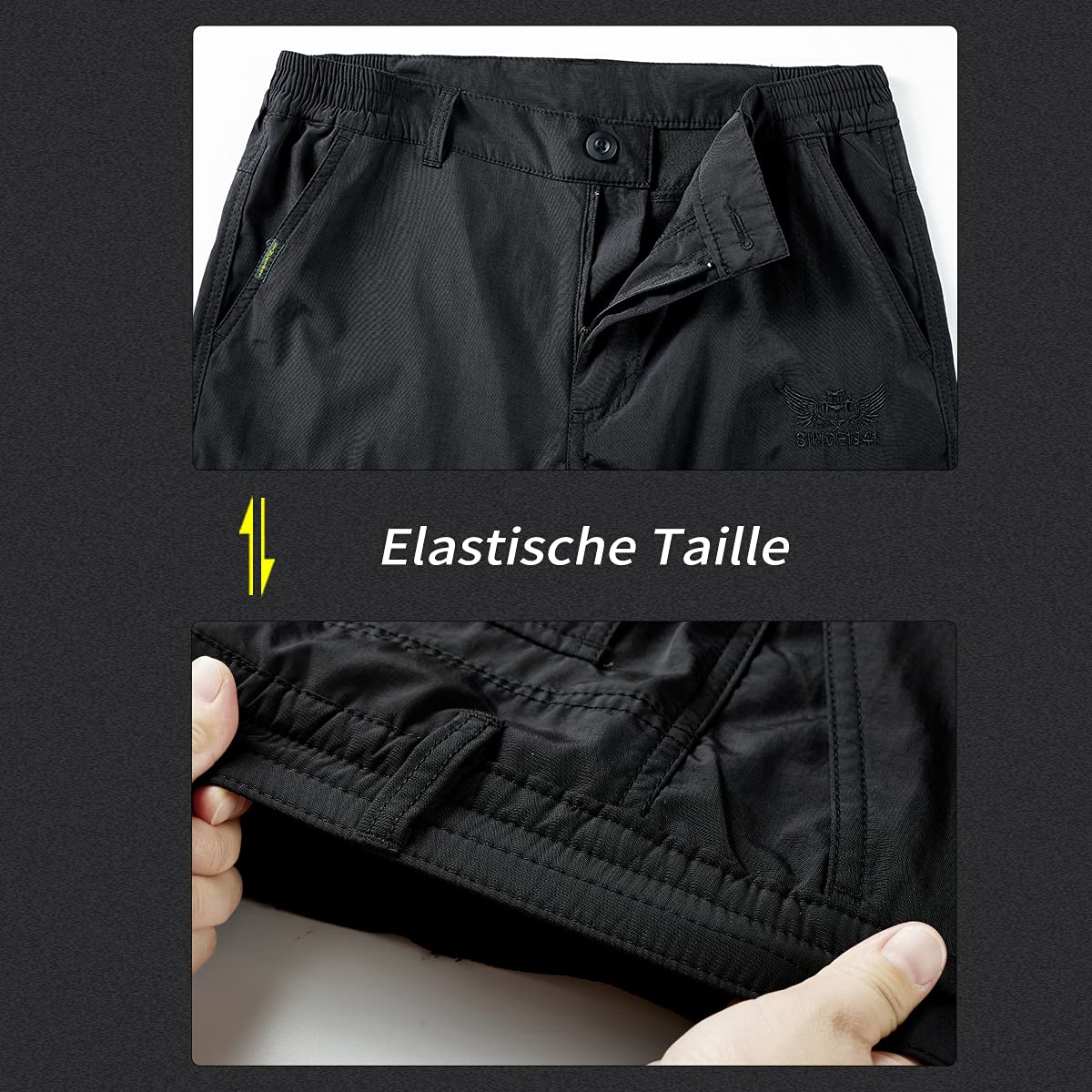 Pantaloni da trekking da uomo, in softshell, con cintura/asciugatura rapida, impermeabili, antivento