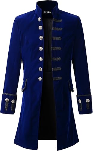 Miniatura 5 de Chamarra de hábito de estilo victoriano steampunk y gótico de terciopelo para hombre