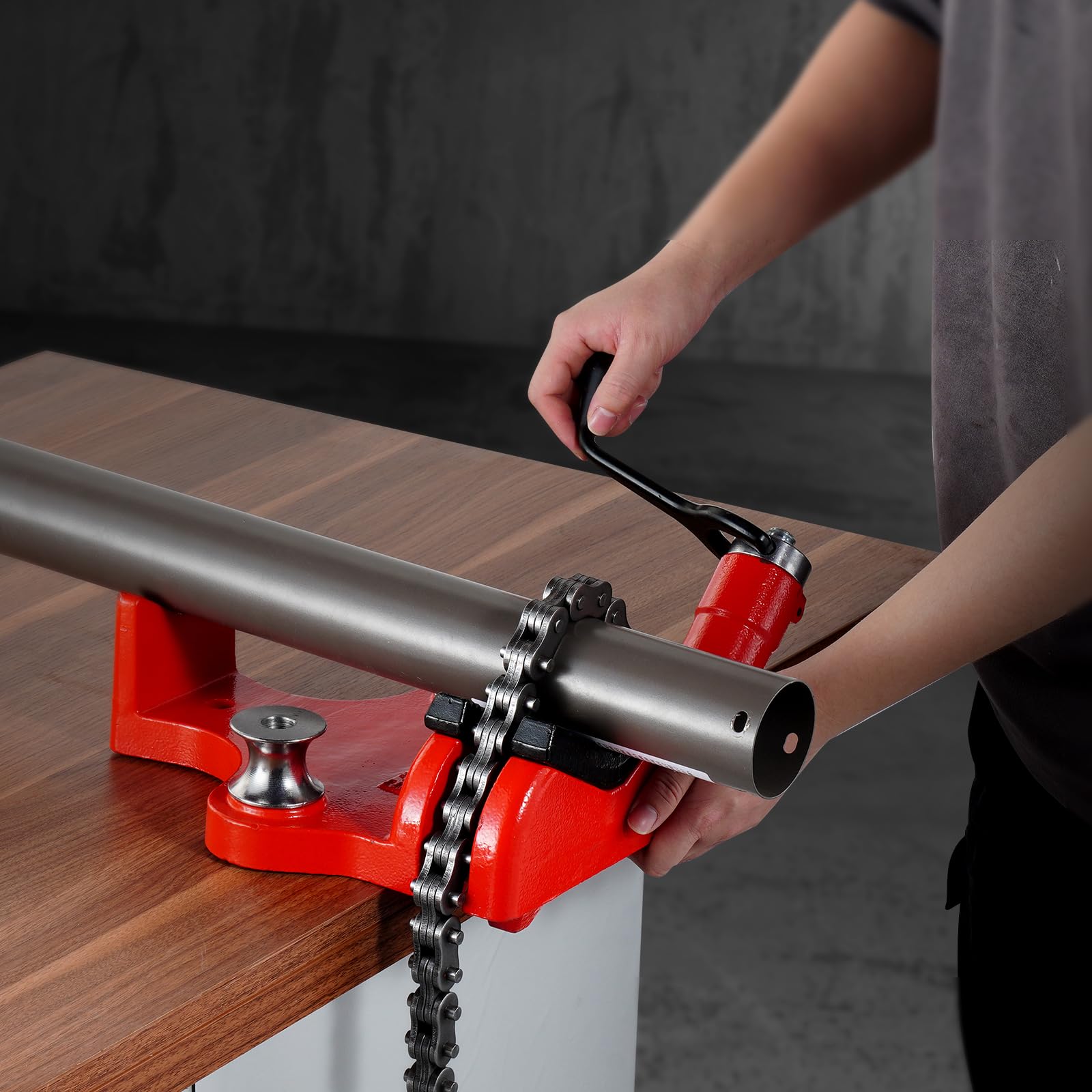 VEVOR Morsa a Catena per Tubi per Impieghi Gravosi, Catena Robusta da 880 mm e Base in Ghisa, Morsa a Catena con Leva, per Idraulica, Riparazioni Automobilistiche, Lavorazione dei Metalli