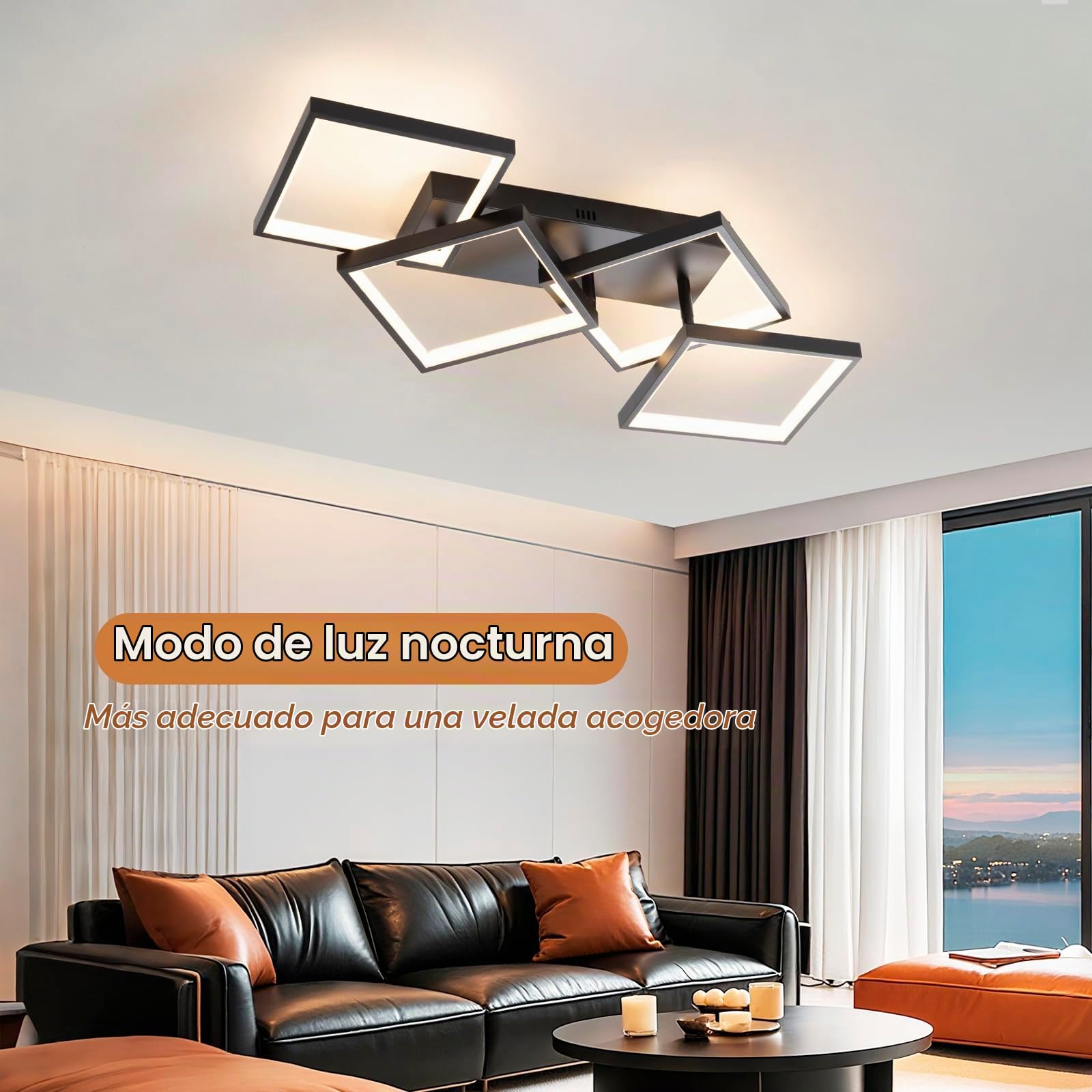 Plafon LED Techo Regulable Moderno, 82CM/48W Lámpara de Techo | Iluminación de Techo Rectangular para Dormitorio Comedor Con Luz Nocturna Y Función De Memoria