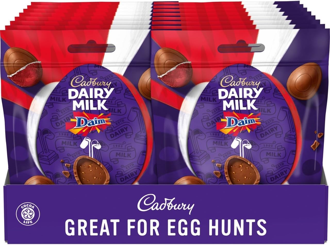 Cadbury Dairy Milk Miniature Daim Chocolate Easter Egg Bag, 77g (Pack