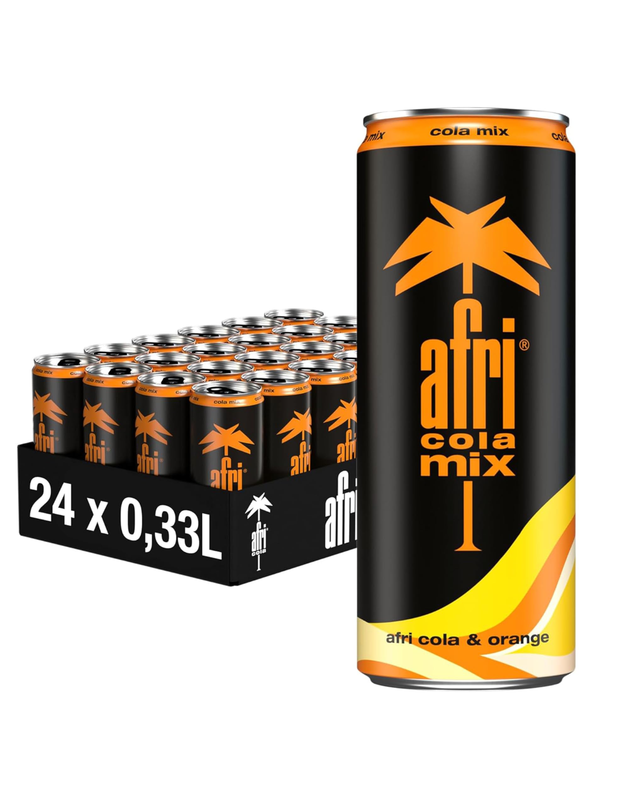 afri cola Mix – Colamix-Drink 24 x 330 ml in der Dose – Kultgetränk trifft spritzige Orange für erfrischenden Geschmack – Koffeinhaltiges Cola-Limonade-Erfrischungsgetränk in praktischen Getränkedosen