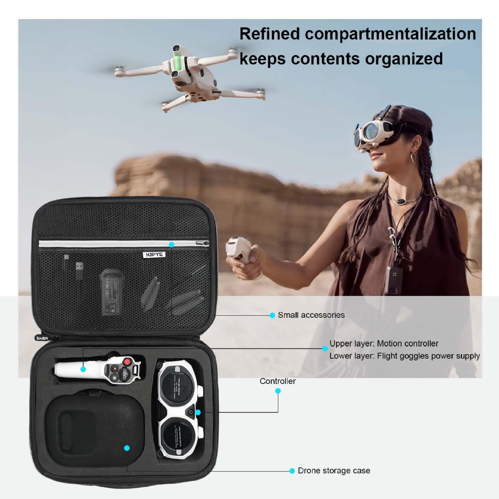 Borsa da viaggio portatile per Antigravity A1 del drone accessori Fodera in EVA antiurto. Custodia in nylon resistente agli urti e idrorepellente con comoda maniglia e tracolla regolabile