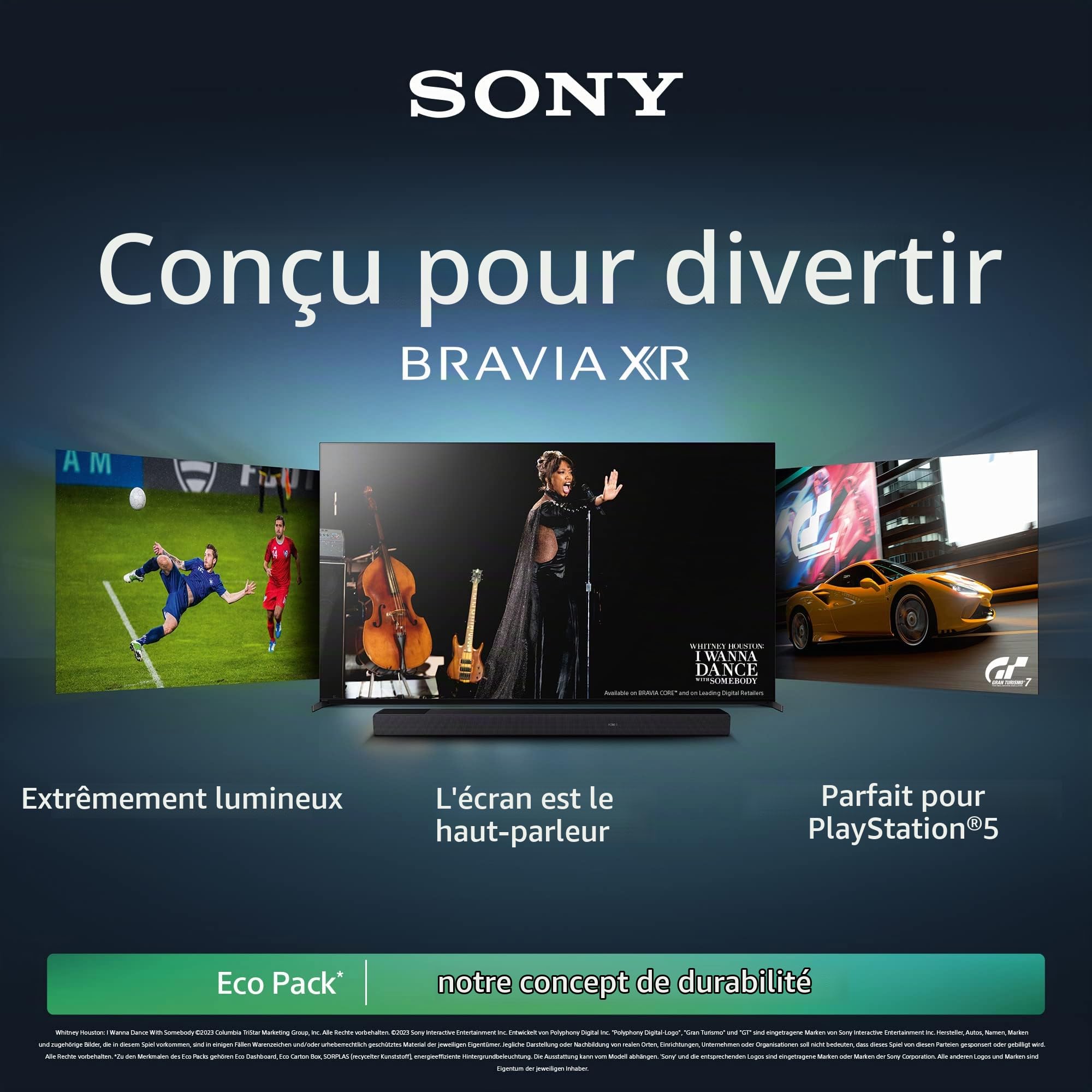 Sony BRAVIA XR, XR-85X90L, TV 85 ", Full Array LED, 4K HDR 120 Hz, Google, Smart, Fonctionne avec Alexa, avec fonctionnalités Exclusives PS5, HDMI 2.1, Menu de Jeu avec ALLM + VRR, Garantie 24 +