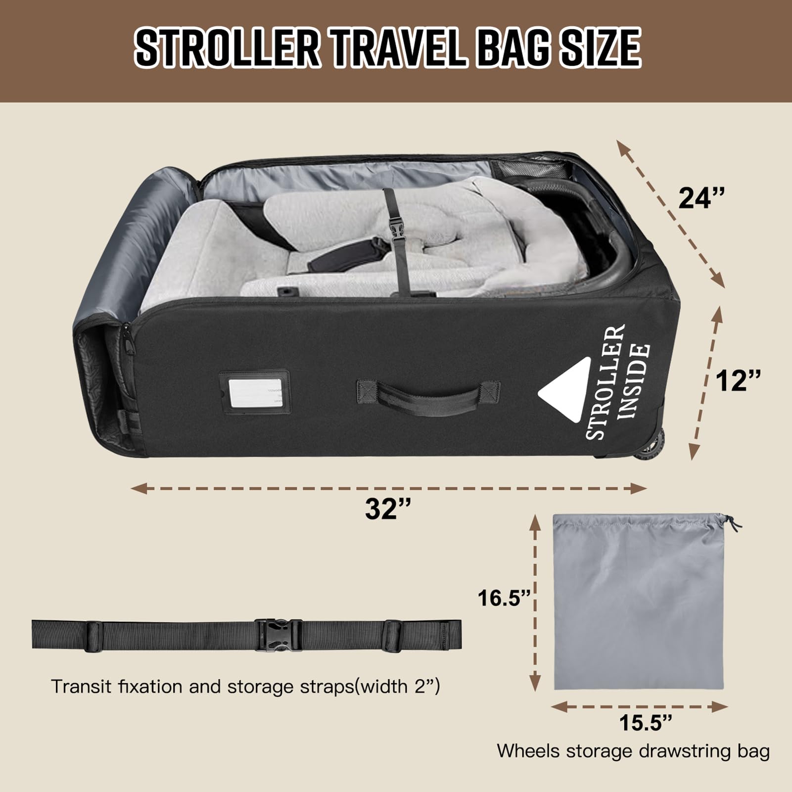 RAYMACE Bolsa de Viaje Acolchada para Cochecito de bebé, con Ruedas, para UPPAbaby Vista V2, Cruz V2 (Quitar Las Ruedas traseras), Funda Protectora de Viaje con diseño de fantasía