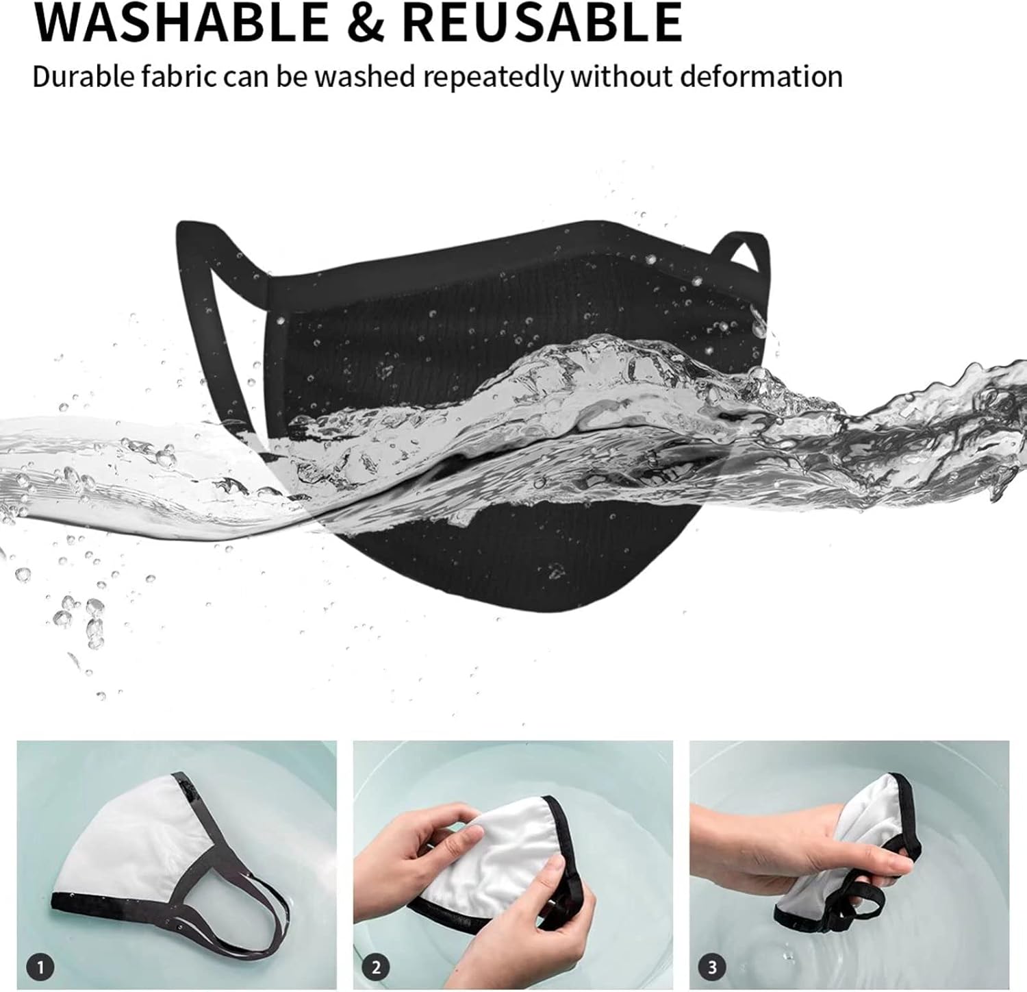 Miniatura 5 de 6 máscaras faciales para niños lavables reutilizables de tela divertidos pasamontañas para niñas niños adolescentes