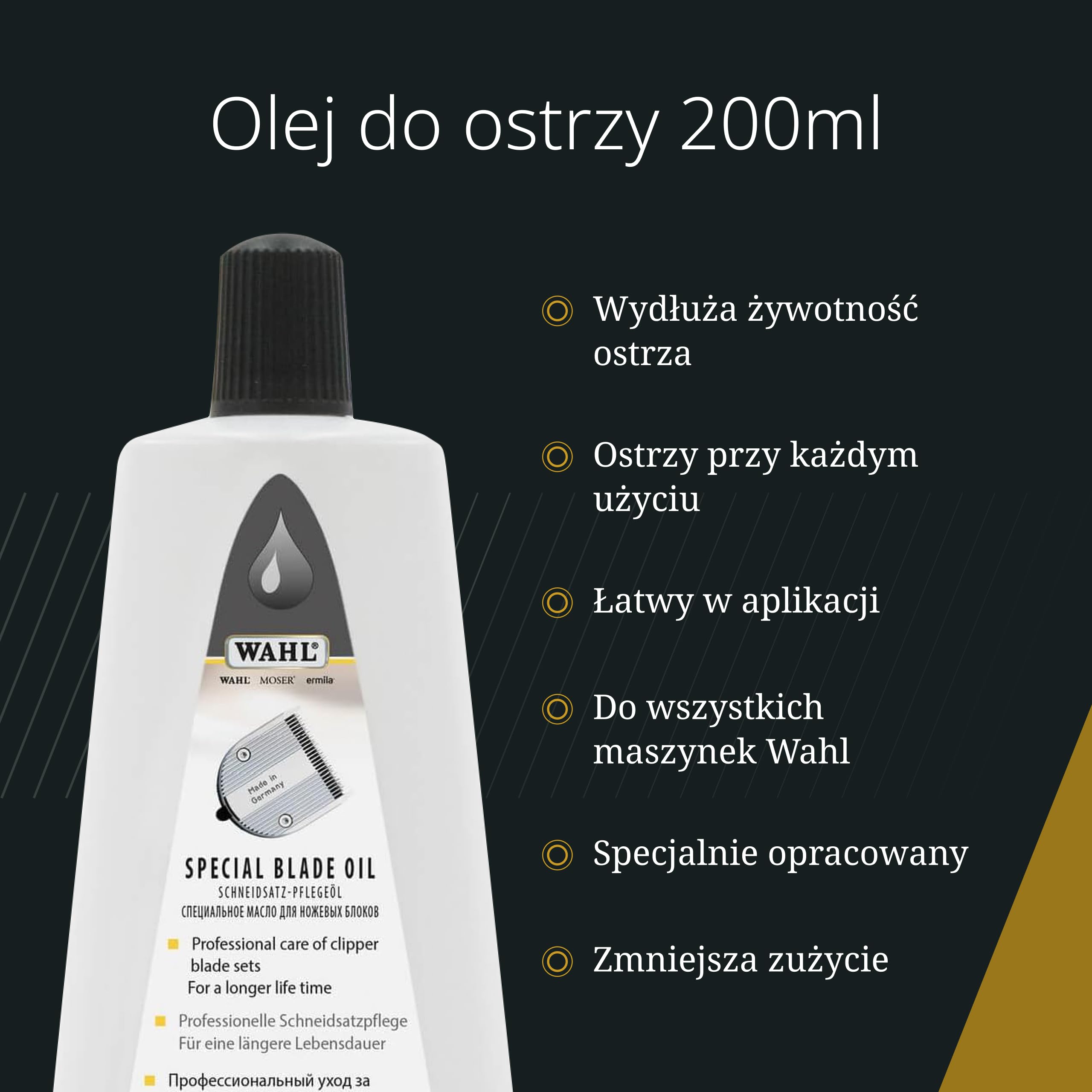 Wahl Special Blade Oil - Olejek do Konserwacji Zestawu Tnącego - Dla Trwałości i Pielęgnacji Ostrza - Do Maszynek do Strzyżenia i Trymerów - 200 ml
